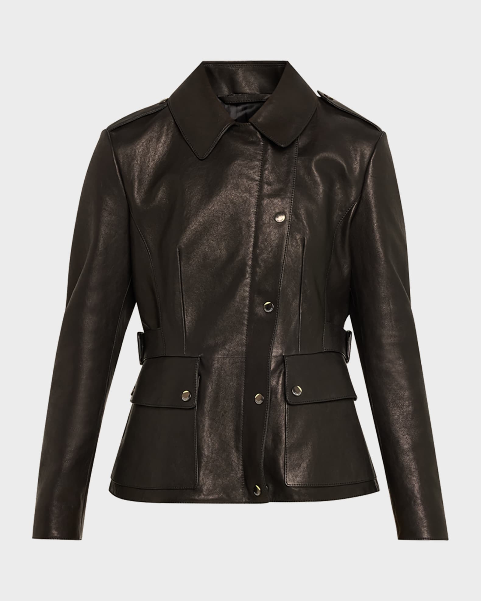 Burberry Leyton Lamb Leather Trench Jacket | Neiman Marcus