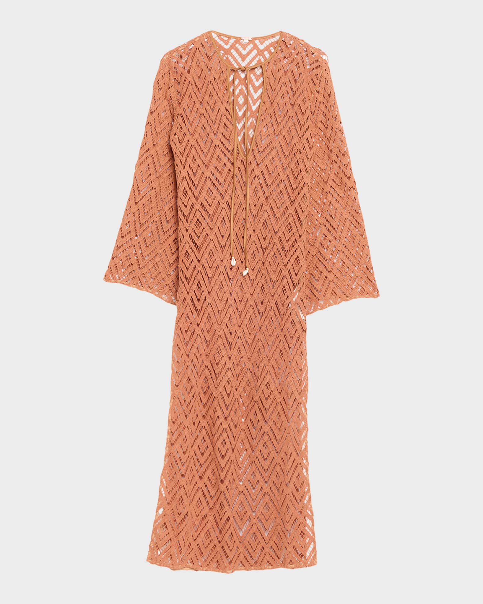 Johanna Ortiz Wild Savannah Embroidered Long-Sleeve Midi Tunic Dress |  Neiman Marcus