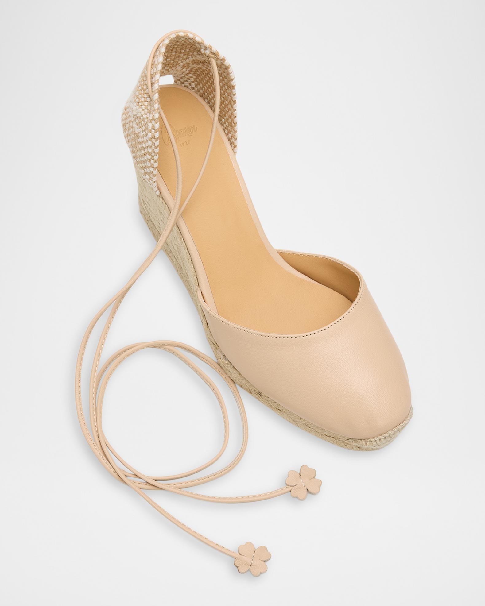 Castañer 90mm Carina Leather Espadrille Wedge Sandals | Neiman Marcus