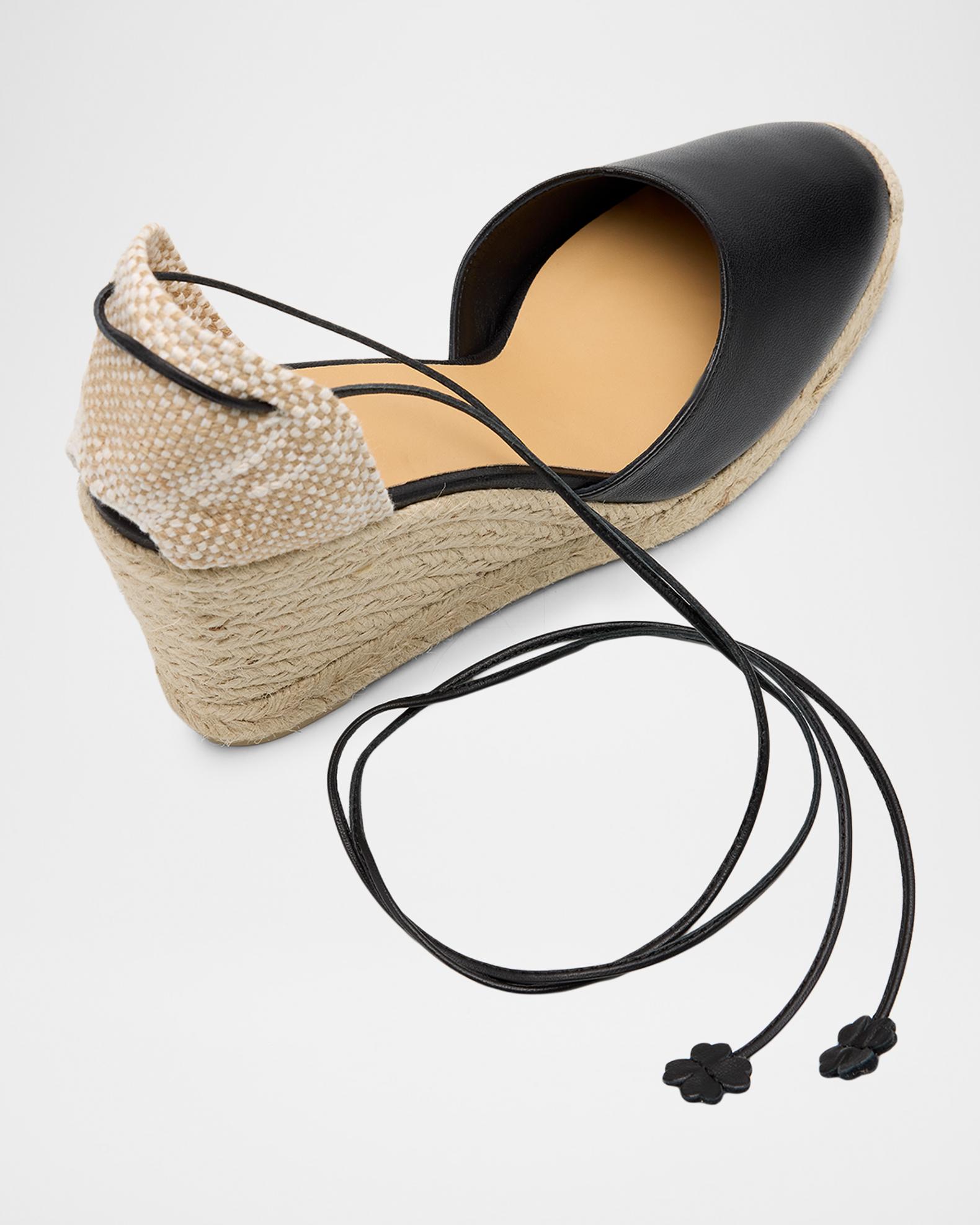 Castañer 80mm Carina Leather Espadrille Wedge Sandals | Neiman Marcus