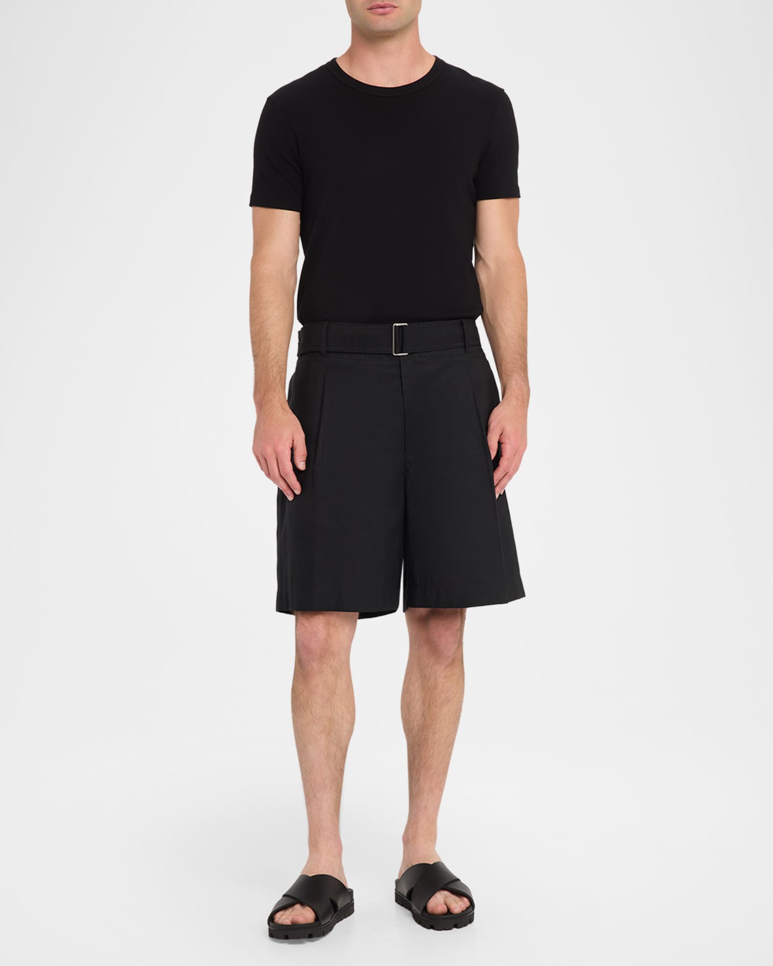 Prada Men's Soft Cage Criss-Cross Rubber Slide Sandals | Neiman Marcus