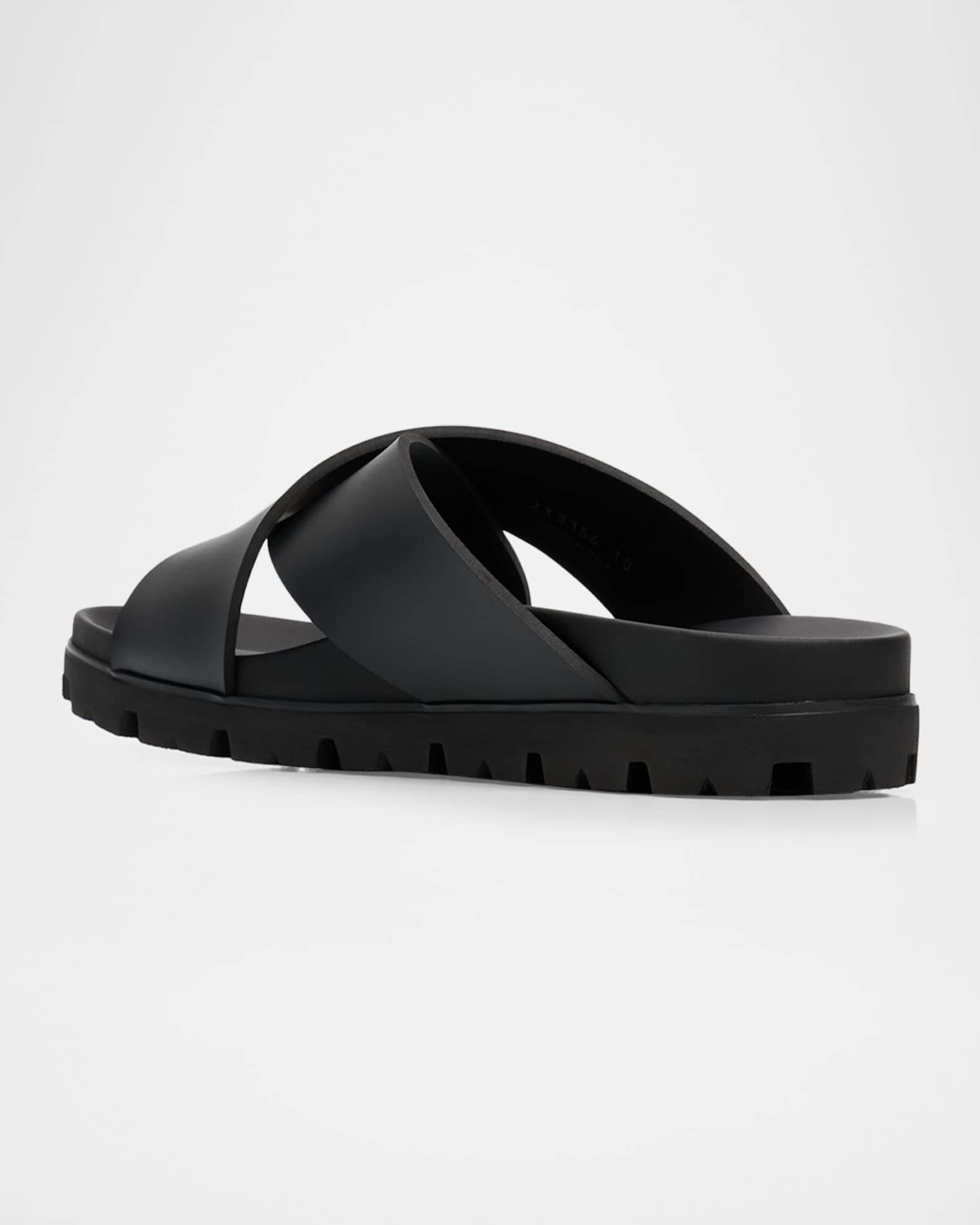 Prada Men's Soft Cage Criss-Cross Rubber Slide Sandals | Neiman Marcus