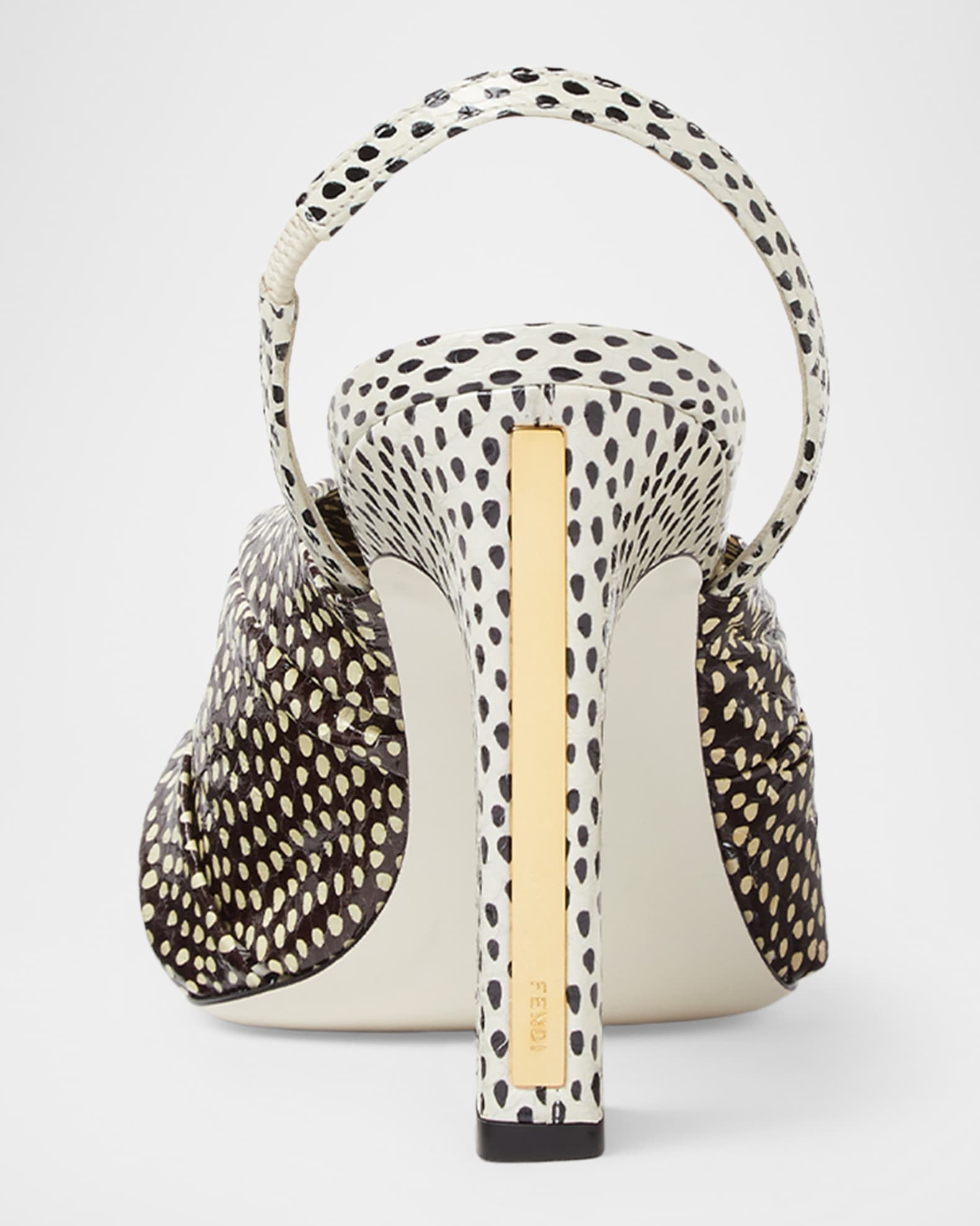Fendi 85mm Arco Peppered Falena Leather Slingback Sandals | Neiman