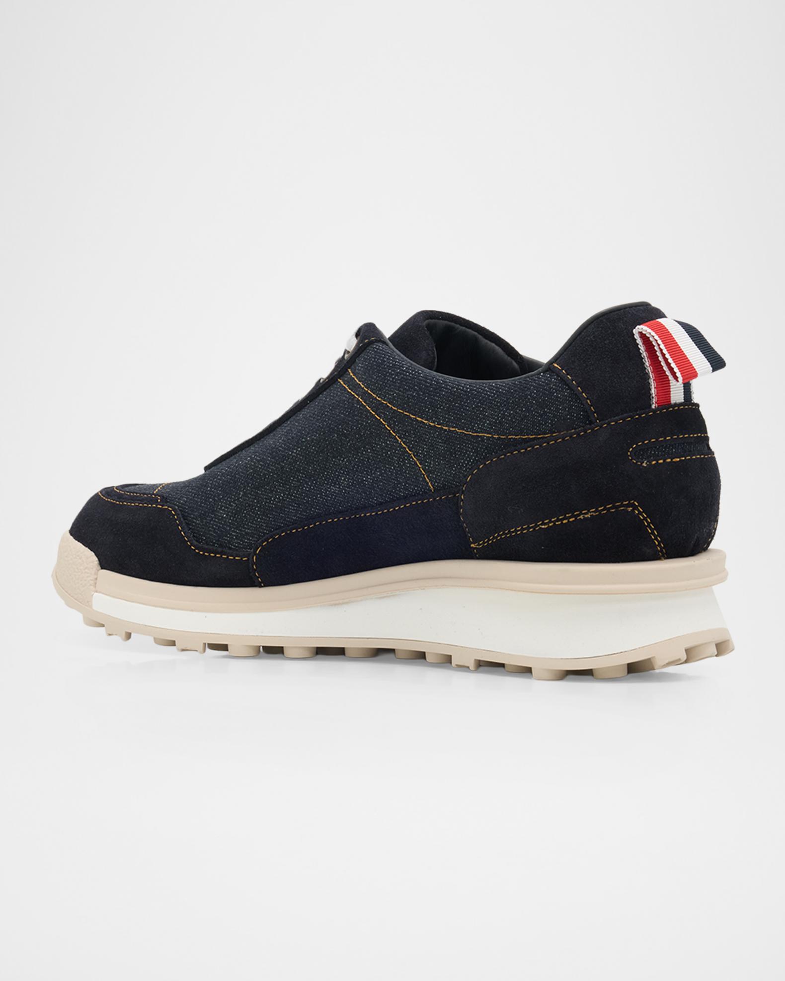 Thom Browne Alumni Tech Denim Low-Top Sneakers | Neiman Marcus display picture 1