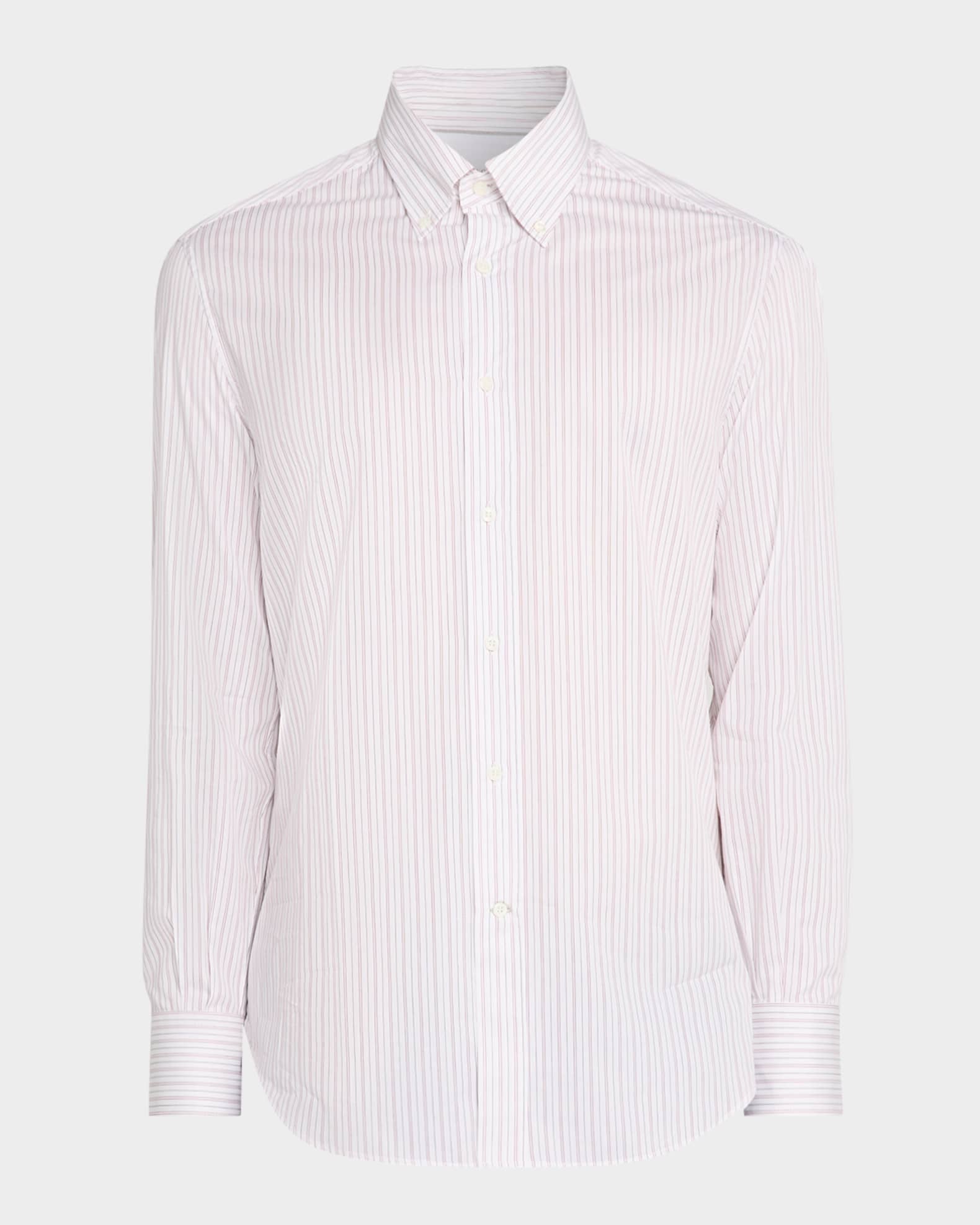 Brunello Cucinelli Men's Slim-Fit Stripe Cotton Button-Down Shirt