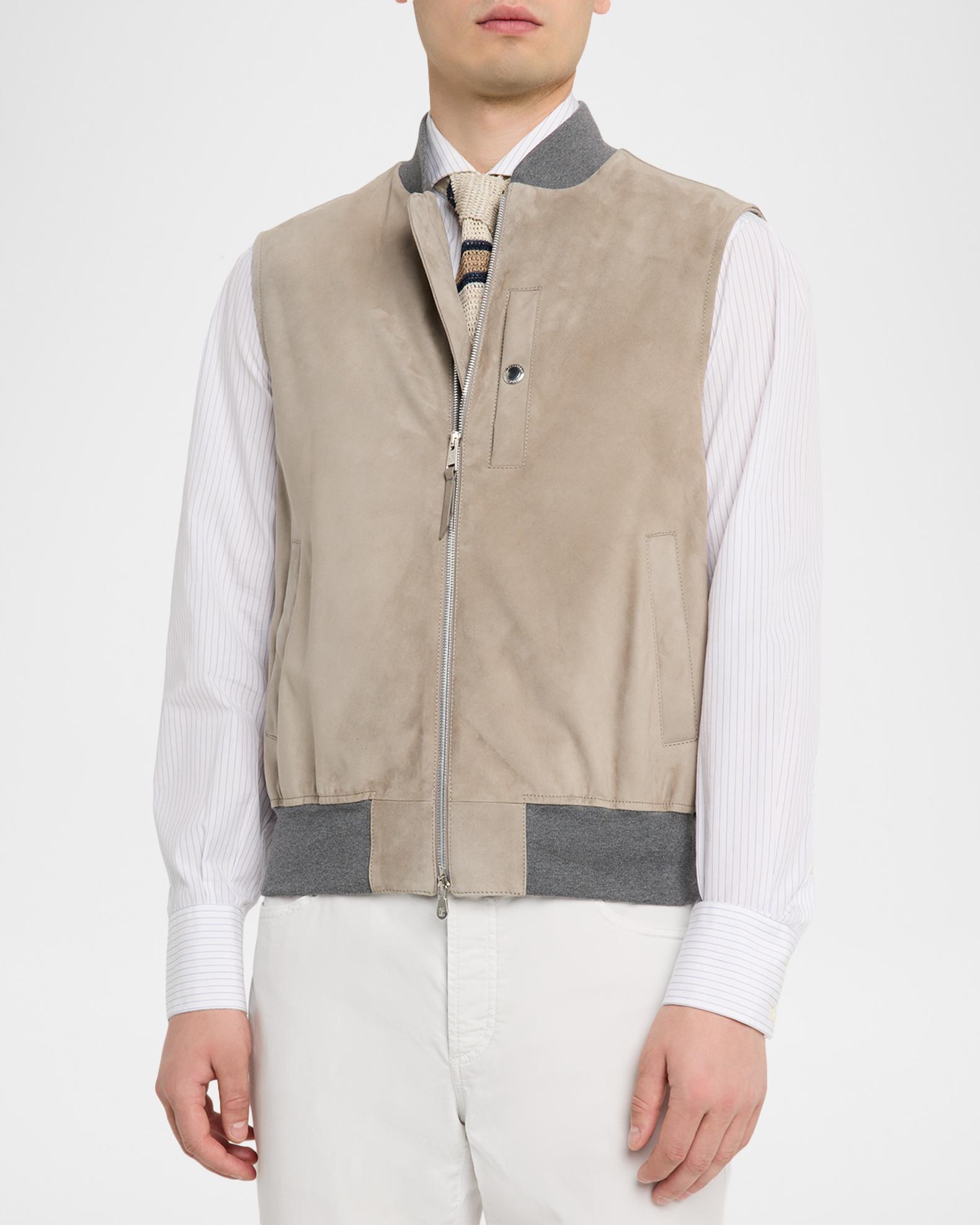Brunello Cucinelli Men's Ribbed-Trim Leather Vest | Neiman Marcus