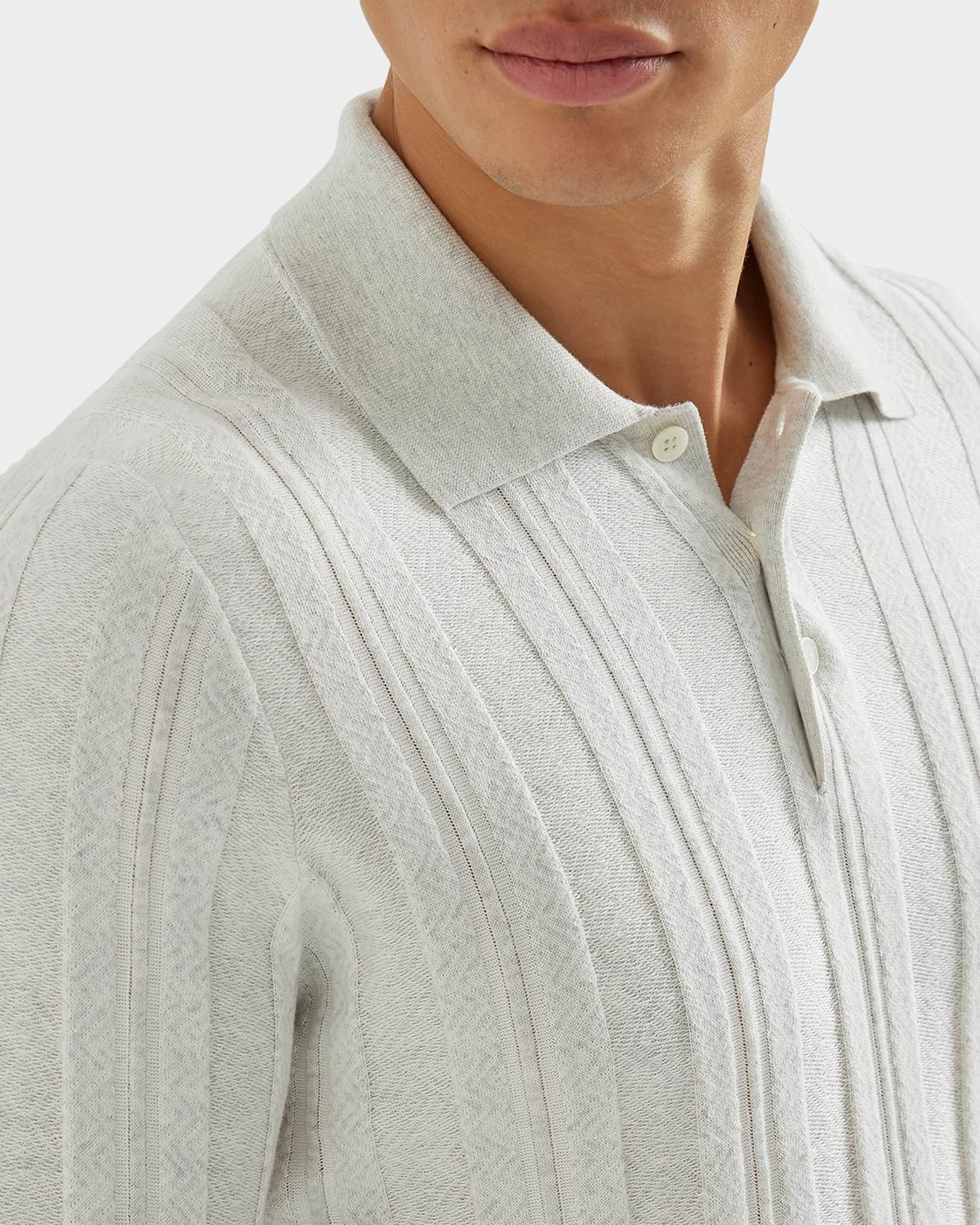 Brunello Cucinelli Men's Cotton Jacquard Rib-Knit Polo Shirt