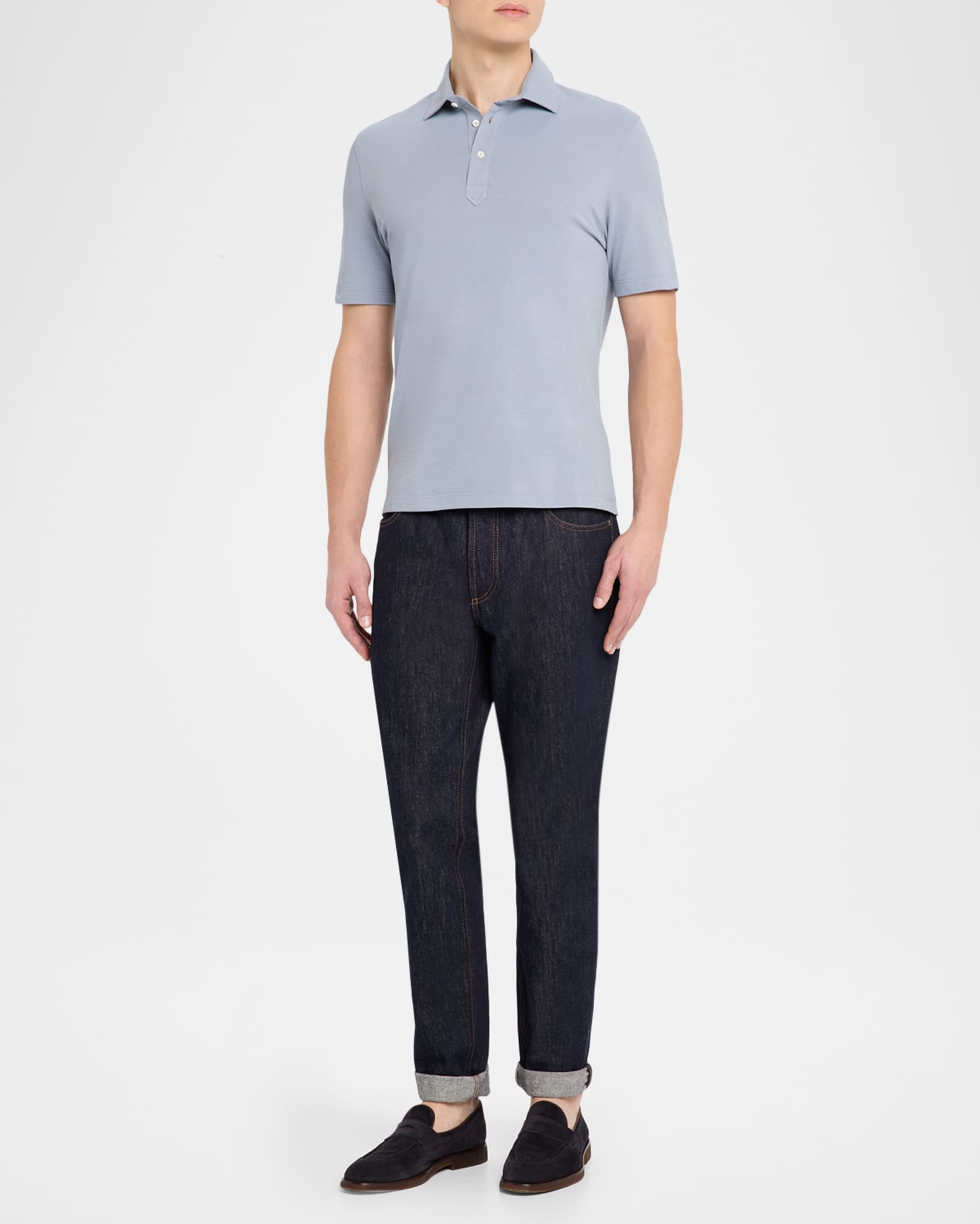 BRUNELLO CUCINELLI スリムフィット ポロシャツ Brunello Cucinelli Men's Slim Fit Cotton Jersey Polo Shirt