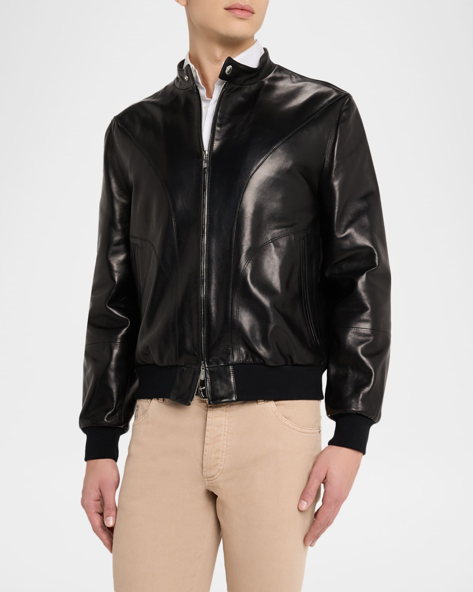Brunello Cucinelli Men's Polished Nappa Leather Pilot Jacket