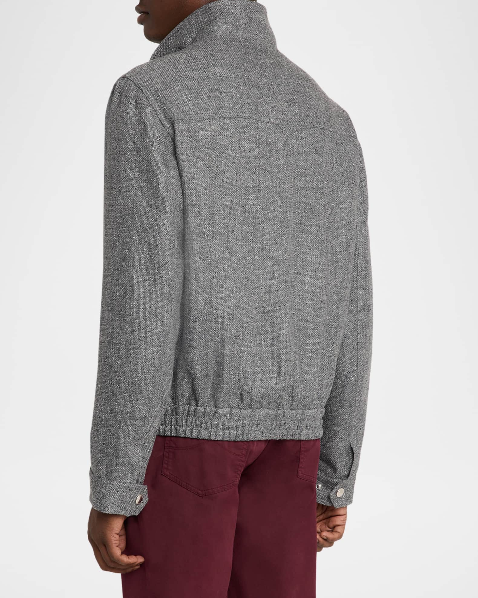 Brunello Cucinelli Men's Silk, Linen and Wool Hopsack Stand Collar