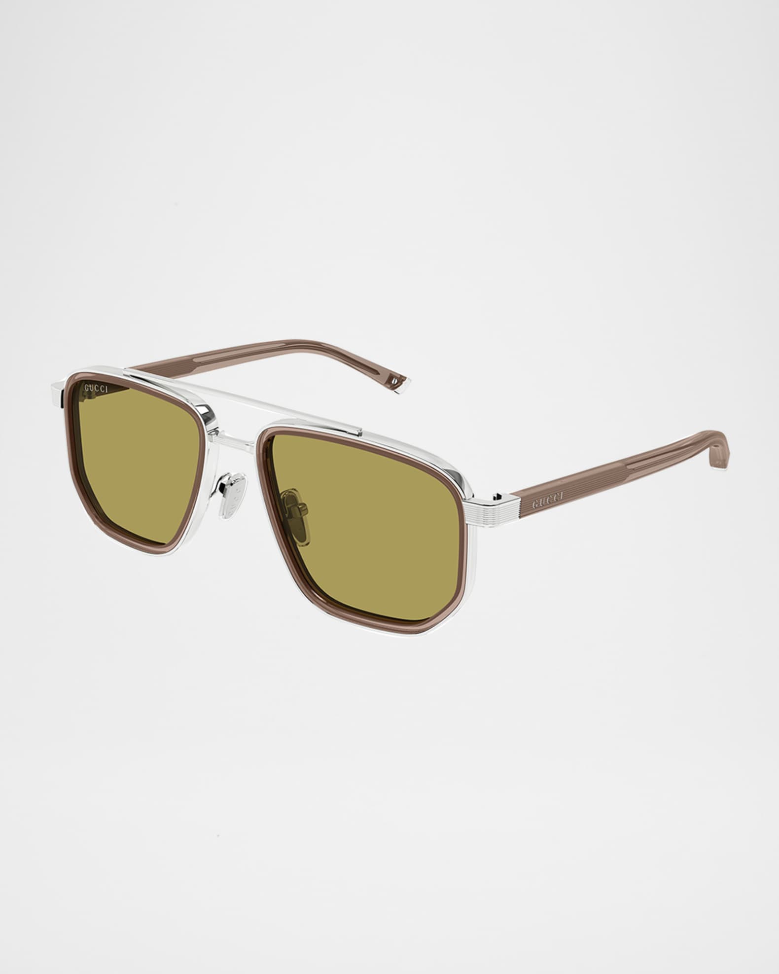 Gucci Men's GG2073S Double-Bridge Metal and Bio-Nylon Aviator