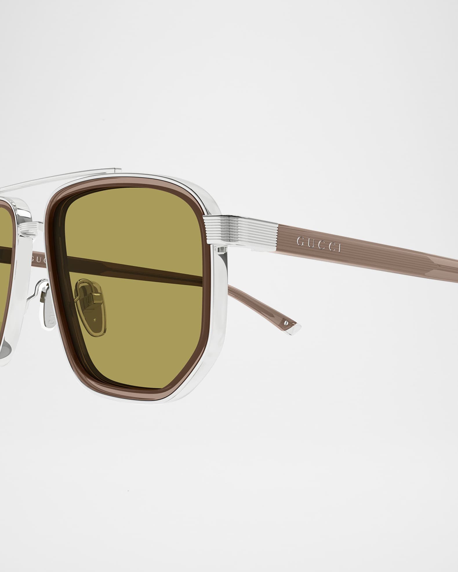 Gucci Men's GG2073S Double-Bridge Metal and Bio-Nylon Aviator