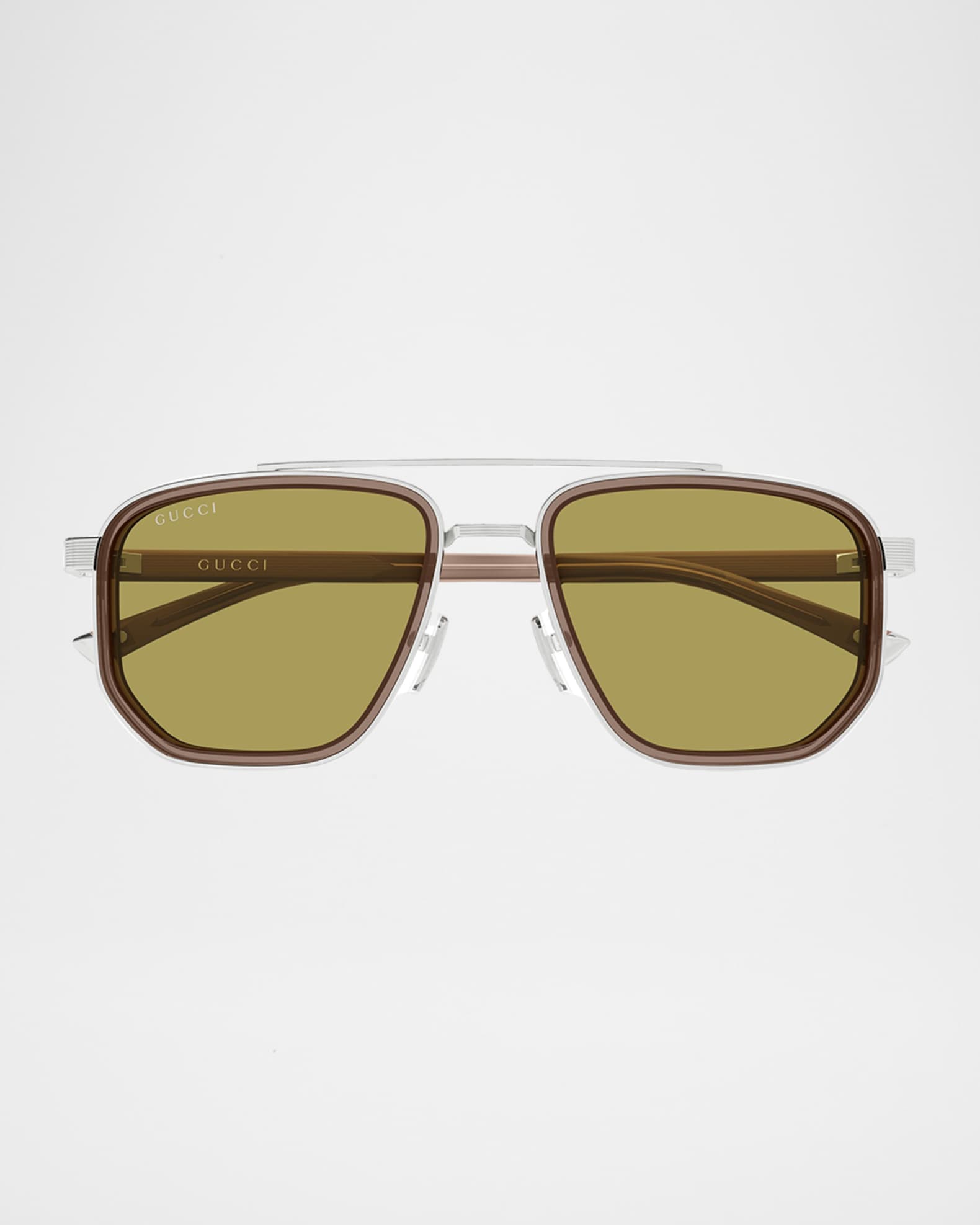 GUCCI　ラインストーン　クロス　スカル　ミリタリーシャツ　Y2K Gucci Men's GG2073S Double-Bridge Metal and Bio-Nylon Aviator