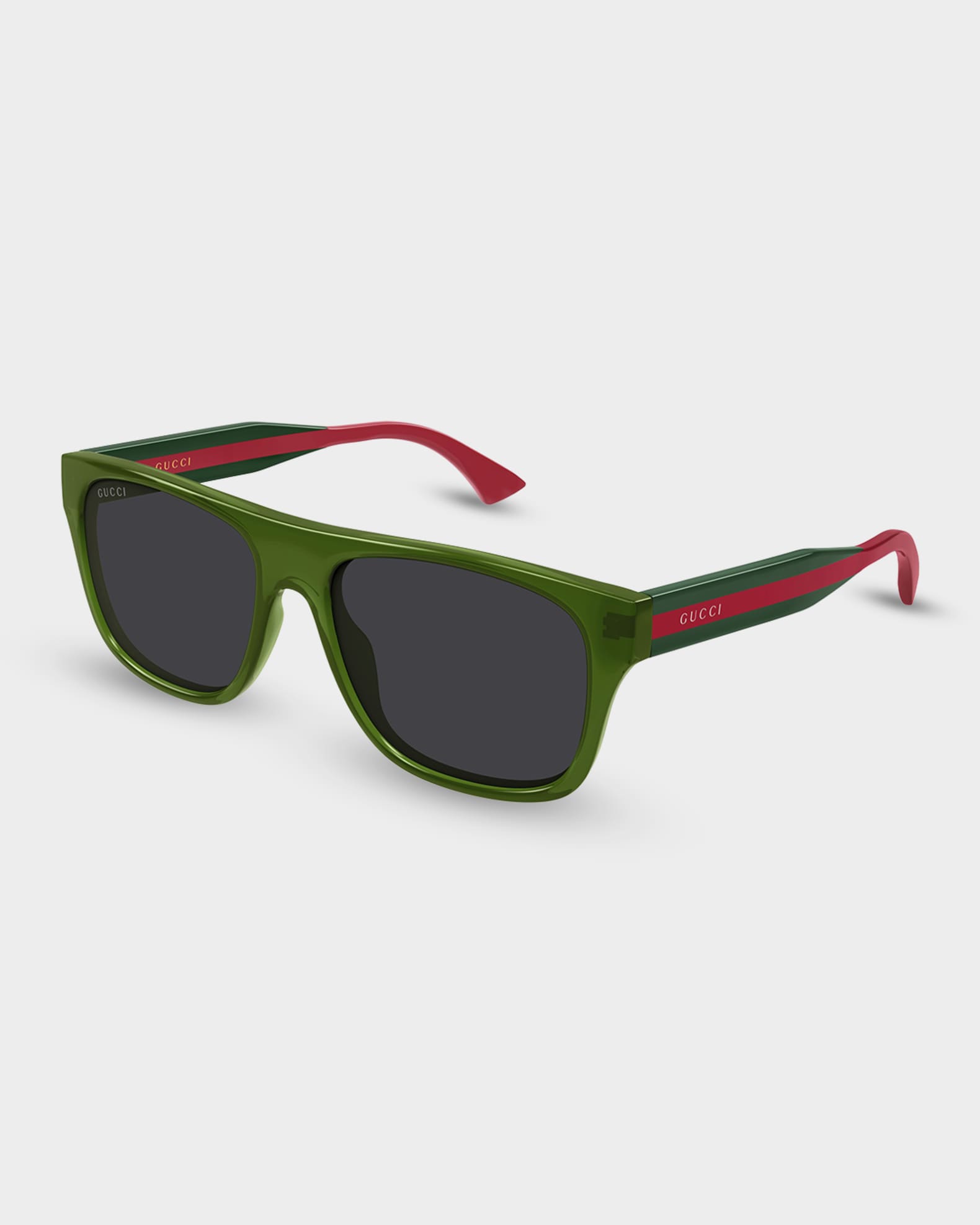 Gucci Men's GG2119S-003 Green and Red Acetate Rectangle Sunglasses
