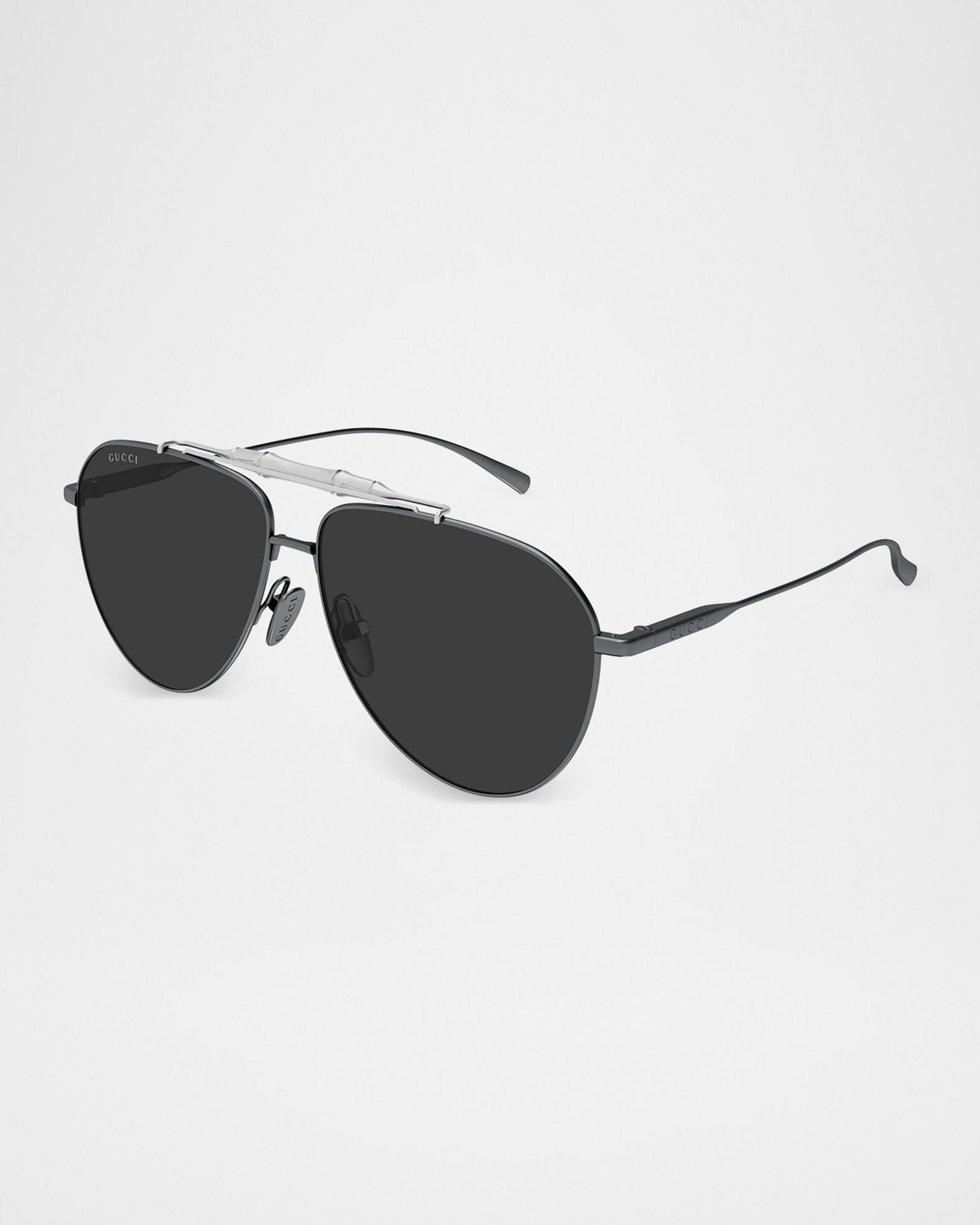 Gucci Men's GG2064S-001 Double-Bridge Metal Aviator Sunglasses