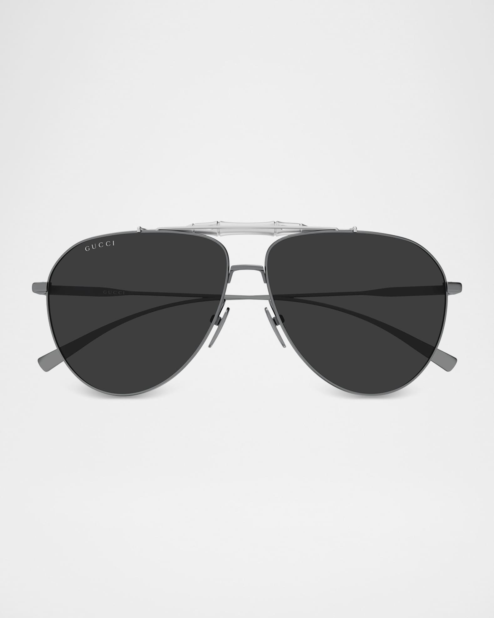 Gucci Men's GG2064S-001 Double-Bridge Metal Aviator Sunglasses