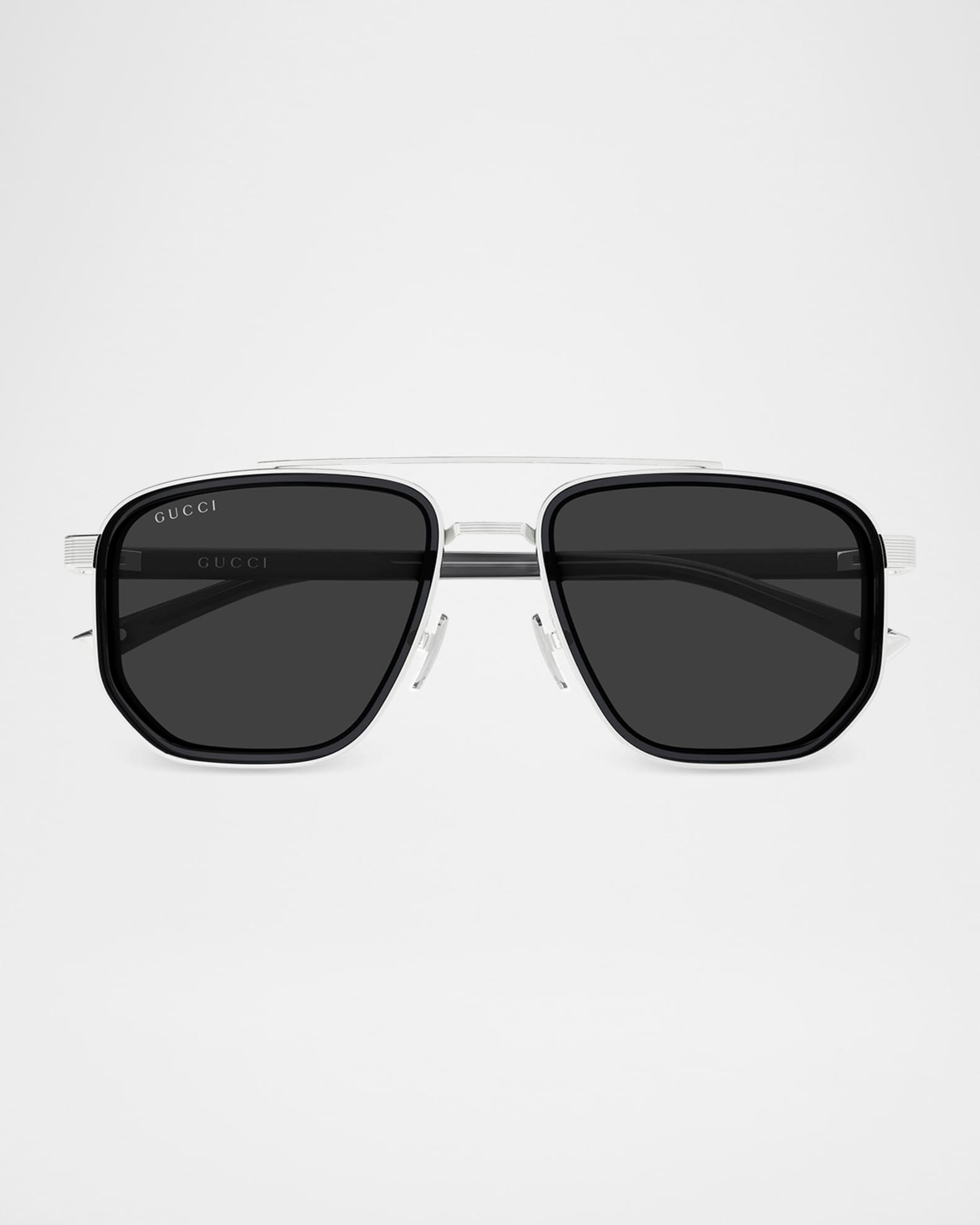 Gucci Men's GG2073S-001 Metal and Acetate Rectangle Sunglasses