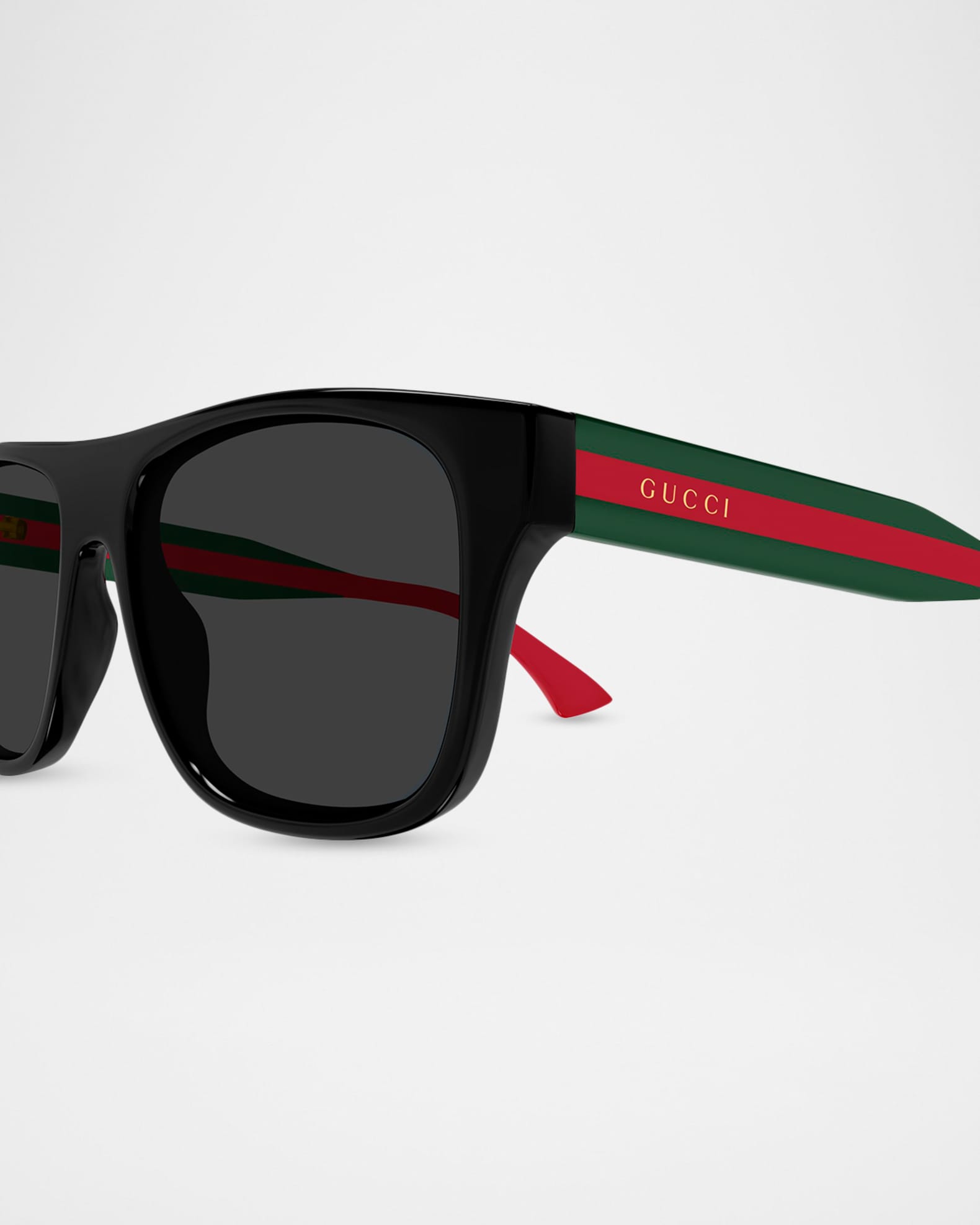 GUCCI スクエアサングラス ブラック/グリーン/レッド スクエア サングラス ・ブラック | GUCCI公式