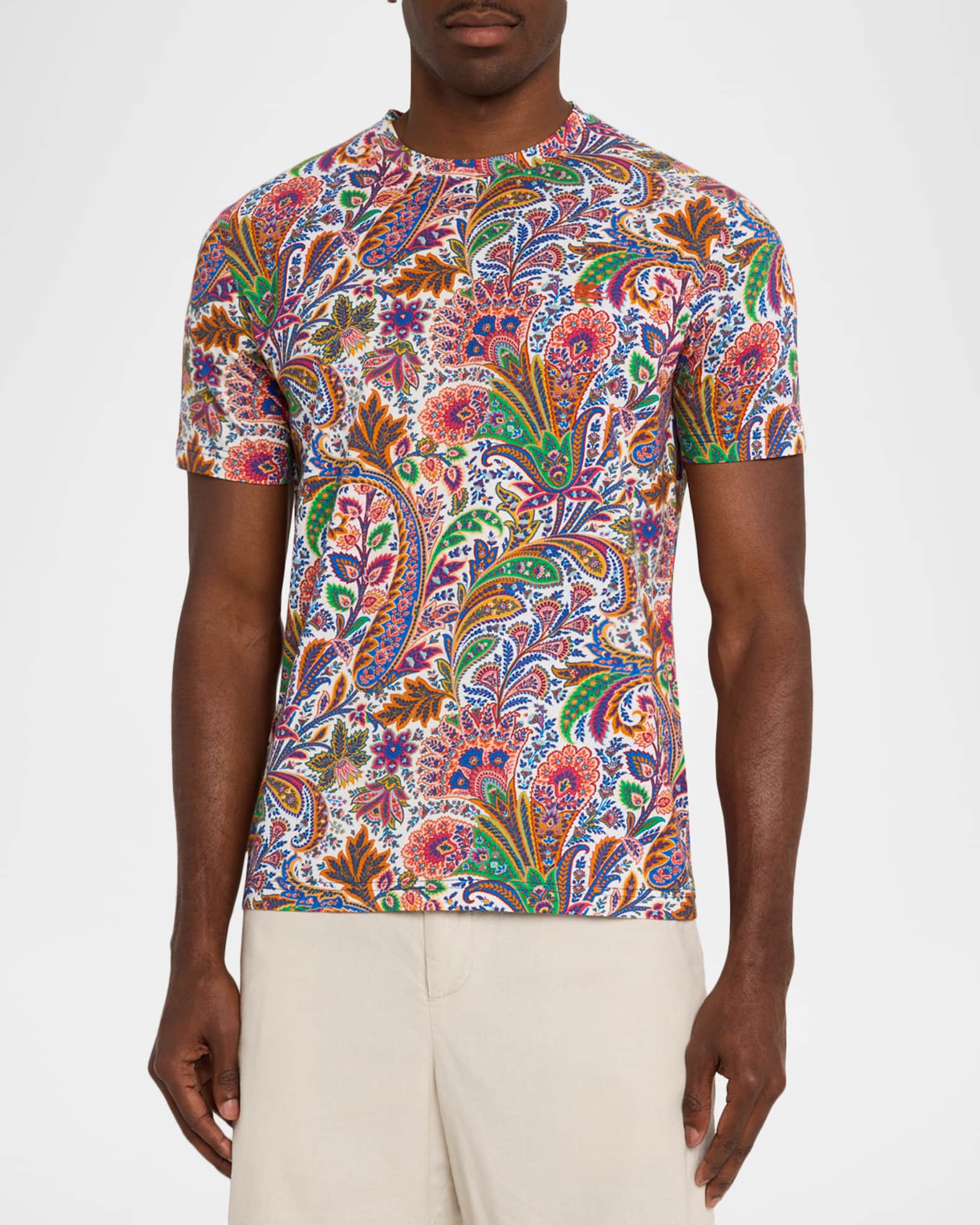 【ETRO Milano】花フラワープリント☆コットンmen'sシャツ Mエトロ Etro Men's Floral-Print Roma T-Shirt | Neiman Marcus