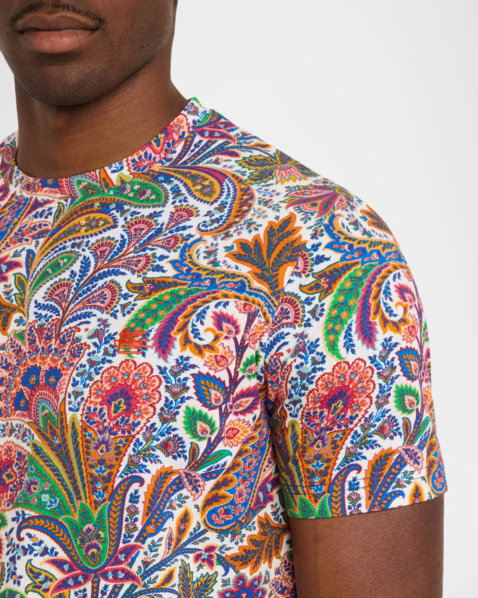 【ETRO Milano】花フラワープリント☆コットンmen'sシャツ Mエトロ Etro Men's Floral-Print Roma T-Shirt | Neiman Marcus