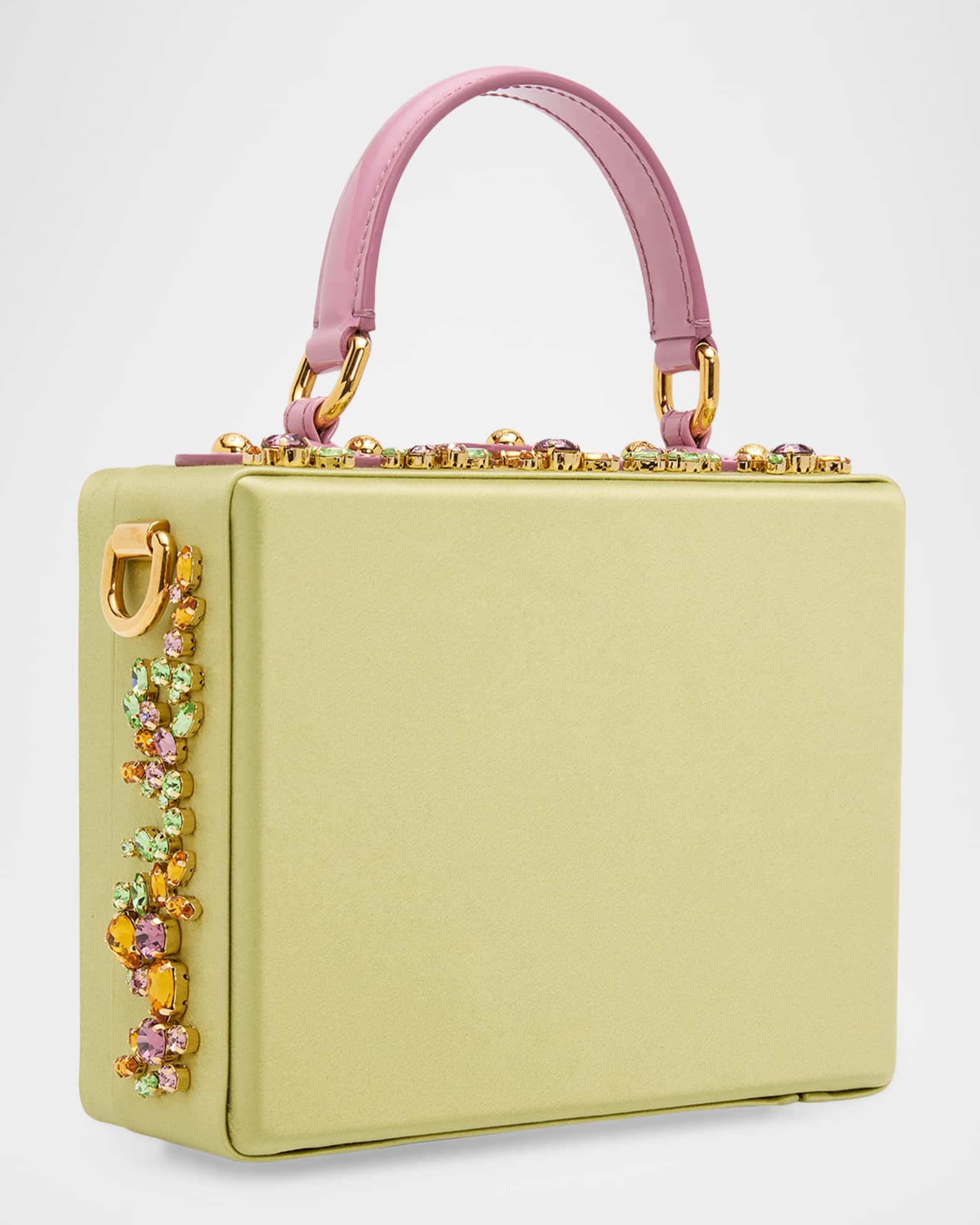 Dolce&Gabbana Crystal & Rosette Satin Box Top-Handle Bag | Neiman
