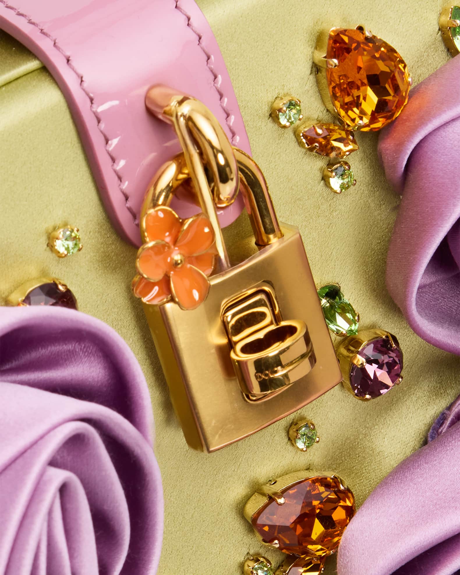 Dolce&Gabbana Crystal & Rosette Satin Box Top-Handle Bag | Neiman