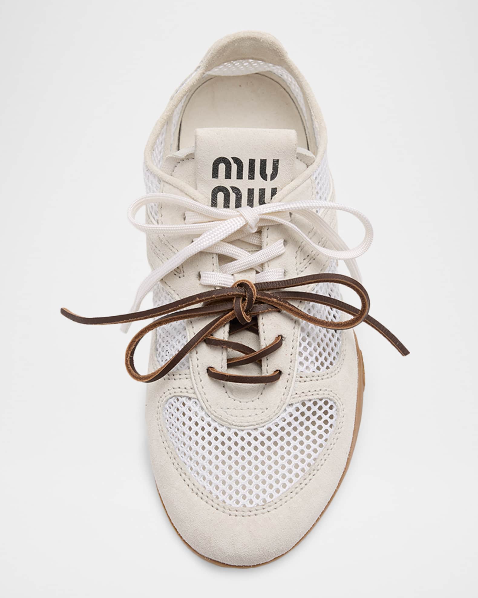Miu Miu Gymnasium Mesh and Suede Low-Top Sneakers | Neiman Marcus