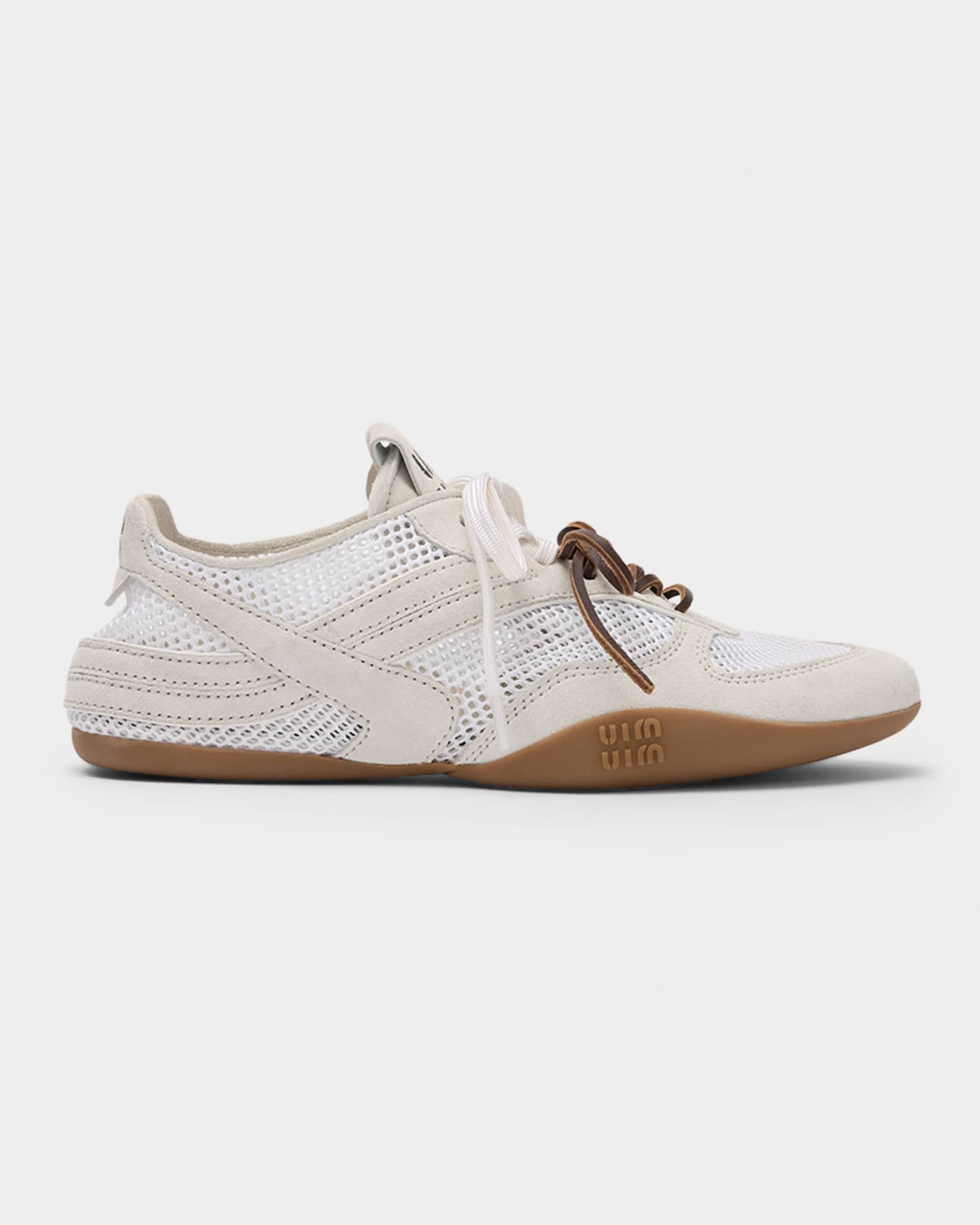 Miu Miu Gymnasium Mesh and Suede Low-Top Sneakers | Neiman Marcus