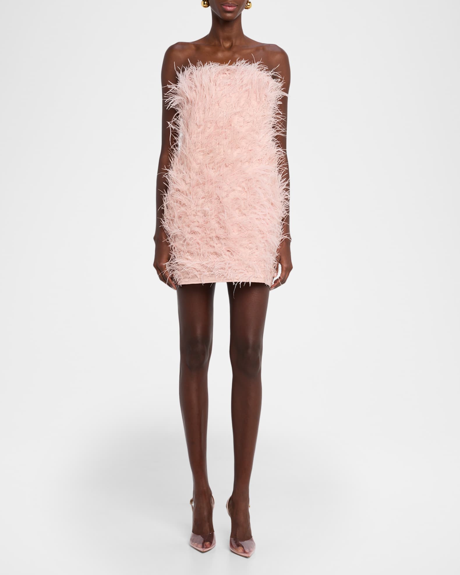 Halston Women's Juniper Faux-Feather Strapless Minidress - Quartz - Size 12