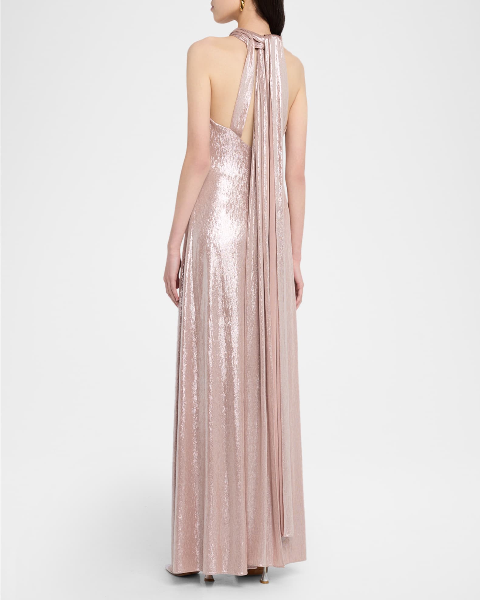 long chiffon halter dress Long Chiffon Open Back Bridesmaid Dresses Halter Top main image 1