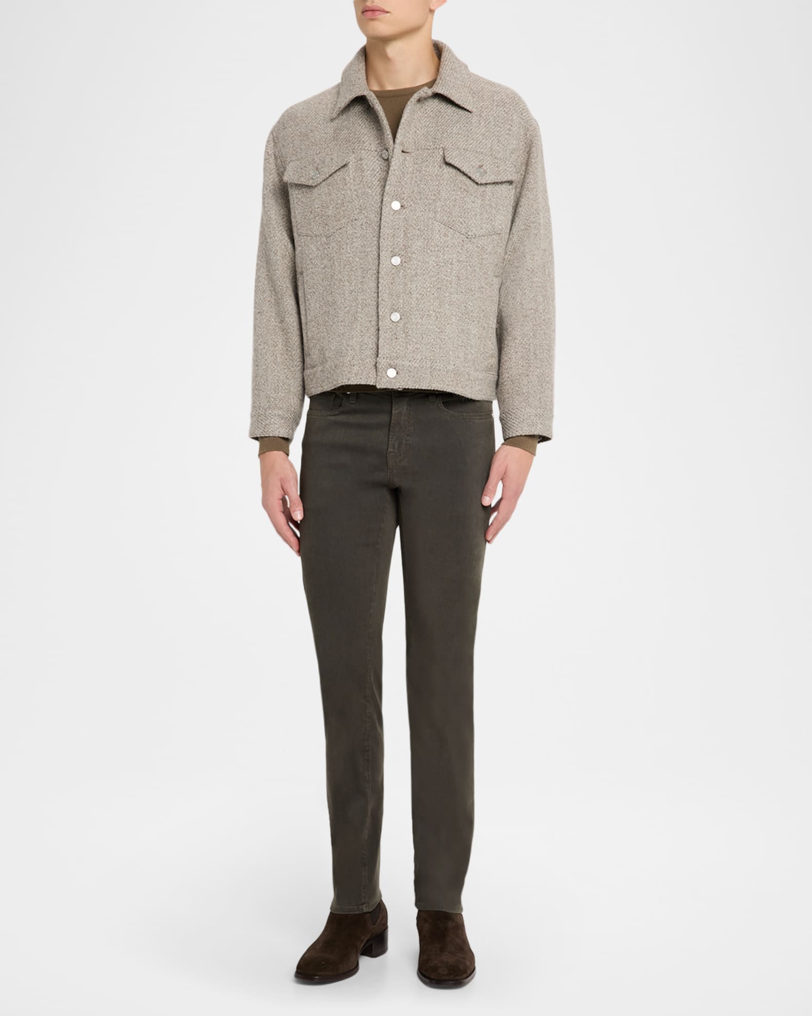 FRAME Men's Wool Tweed Trucker Jacket | Neiman Marcus
