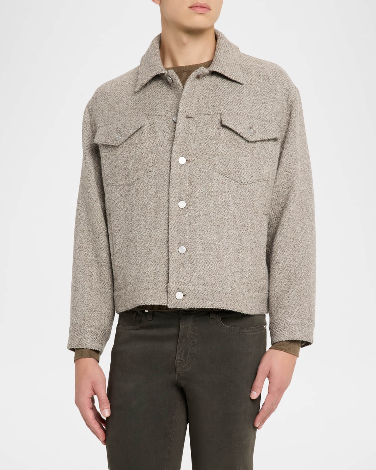 FRAME Men's Wool Tweed Trucker Jacket | Neiman Marcus