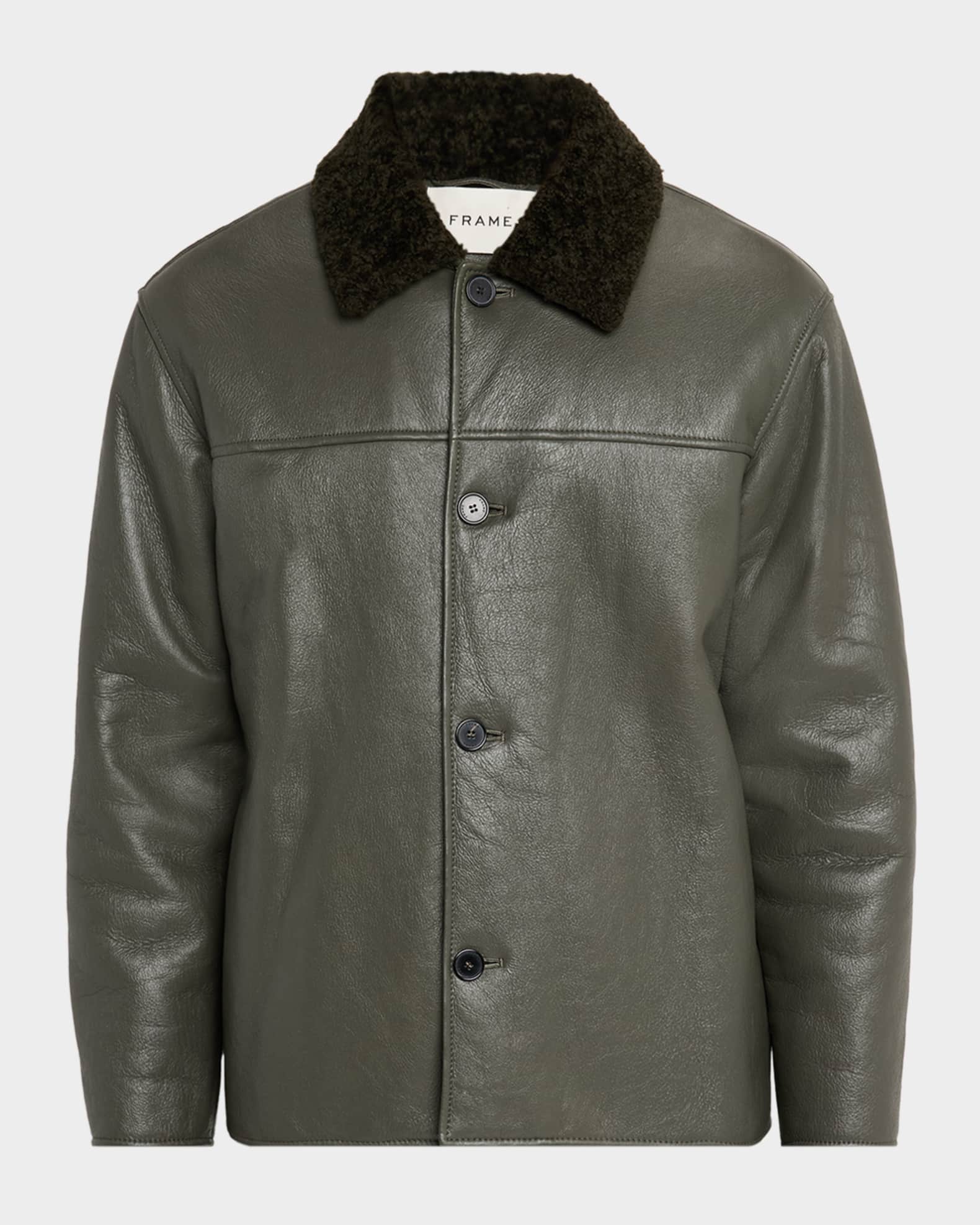 NEMETH 3 front buttons ジャケット 5/6まで FRAME Men's Shearling Button-Front Jacket | Neiman Marcus
