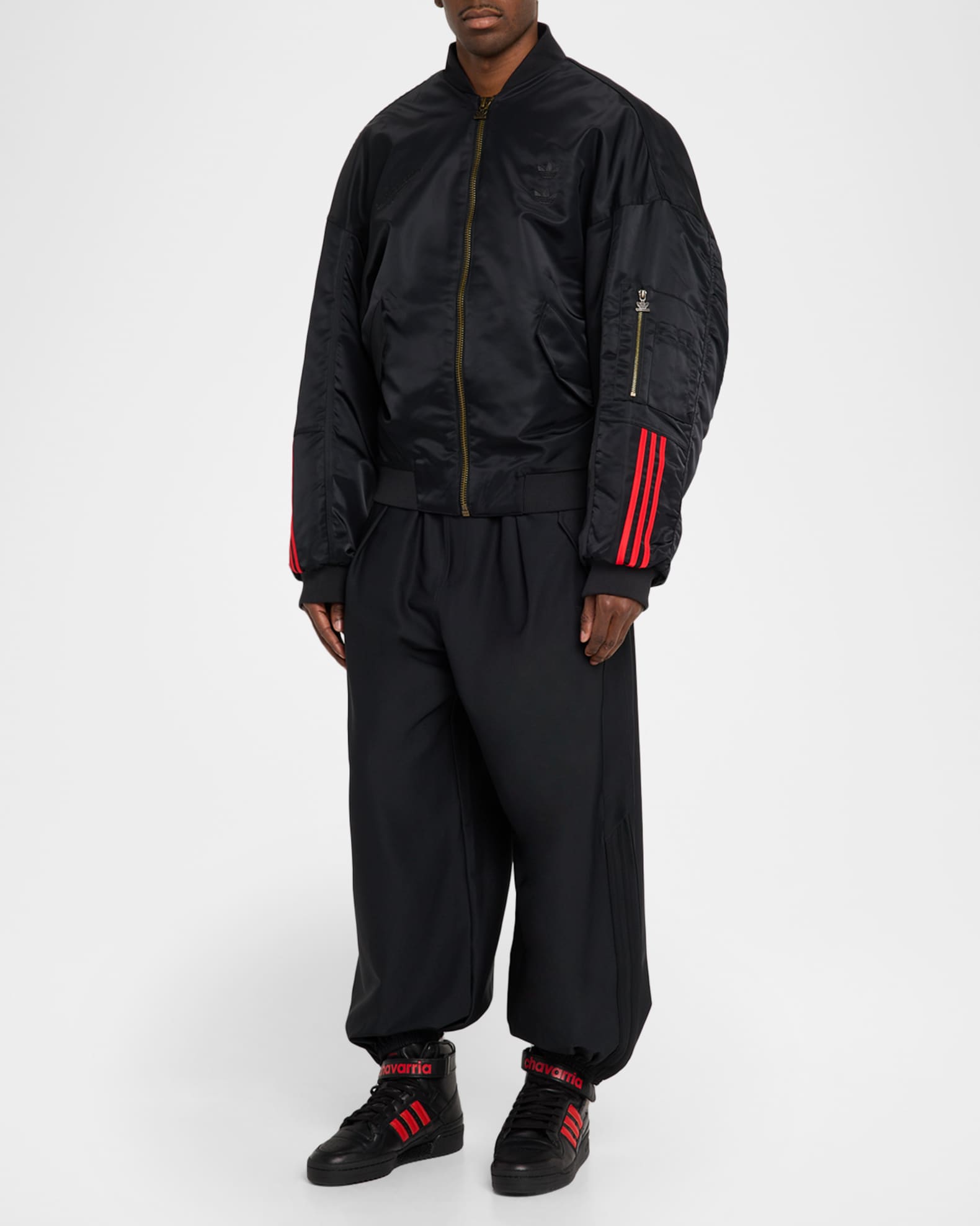 Adidas x Willy Chavarria Men's Satin Twill Bomber Jacket | Neiman