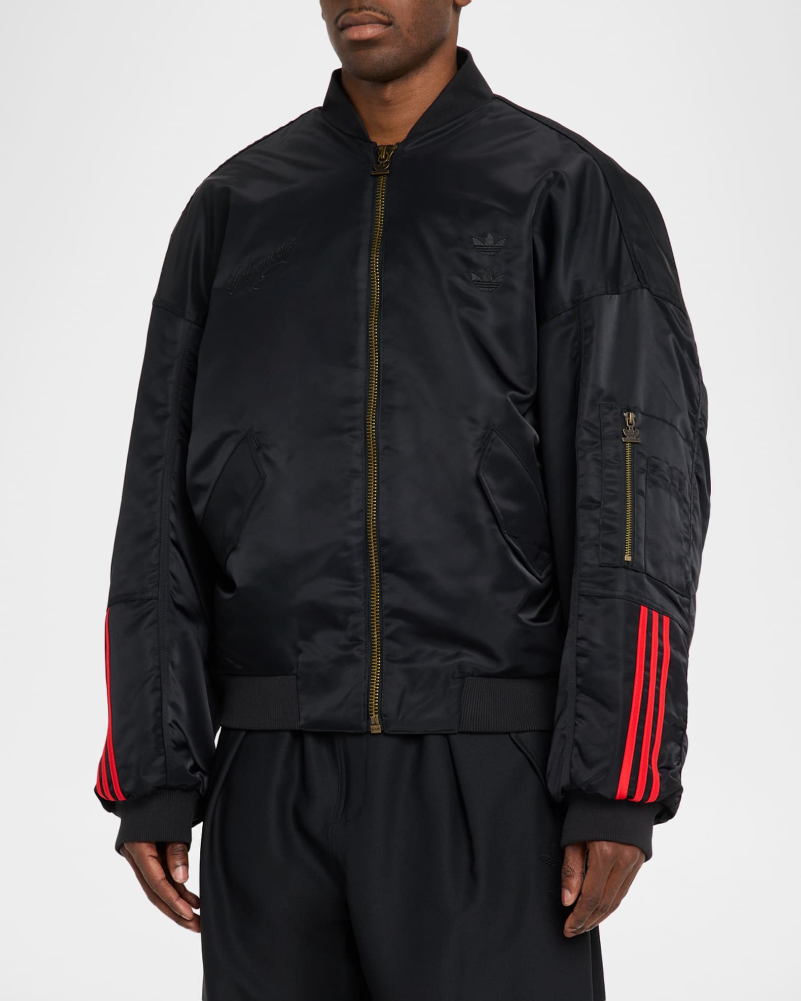 Adidas x Willy Chavarria Men's Satin Twill Bomber Jacket | Neiman