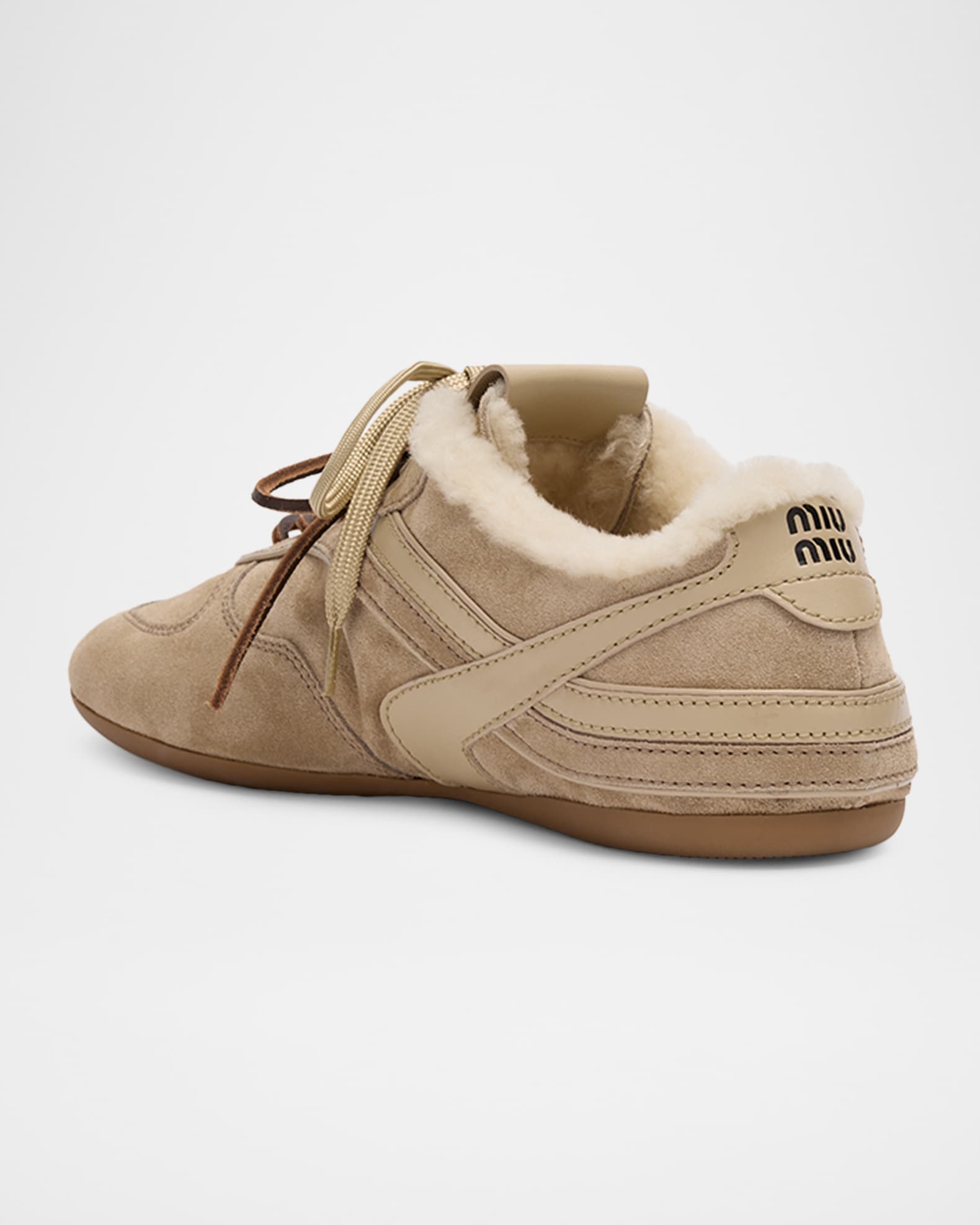 Miu Miu Gymnasium Suede and Shearling Low-Top Sneakers | Neiman Marcus