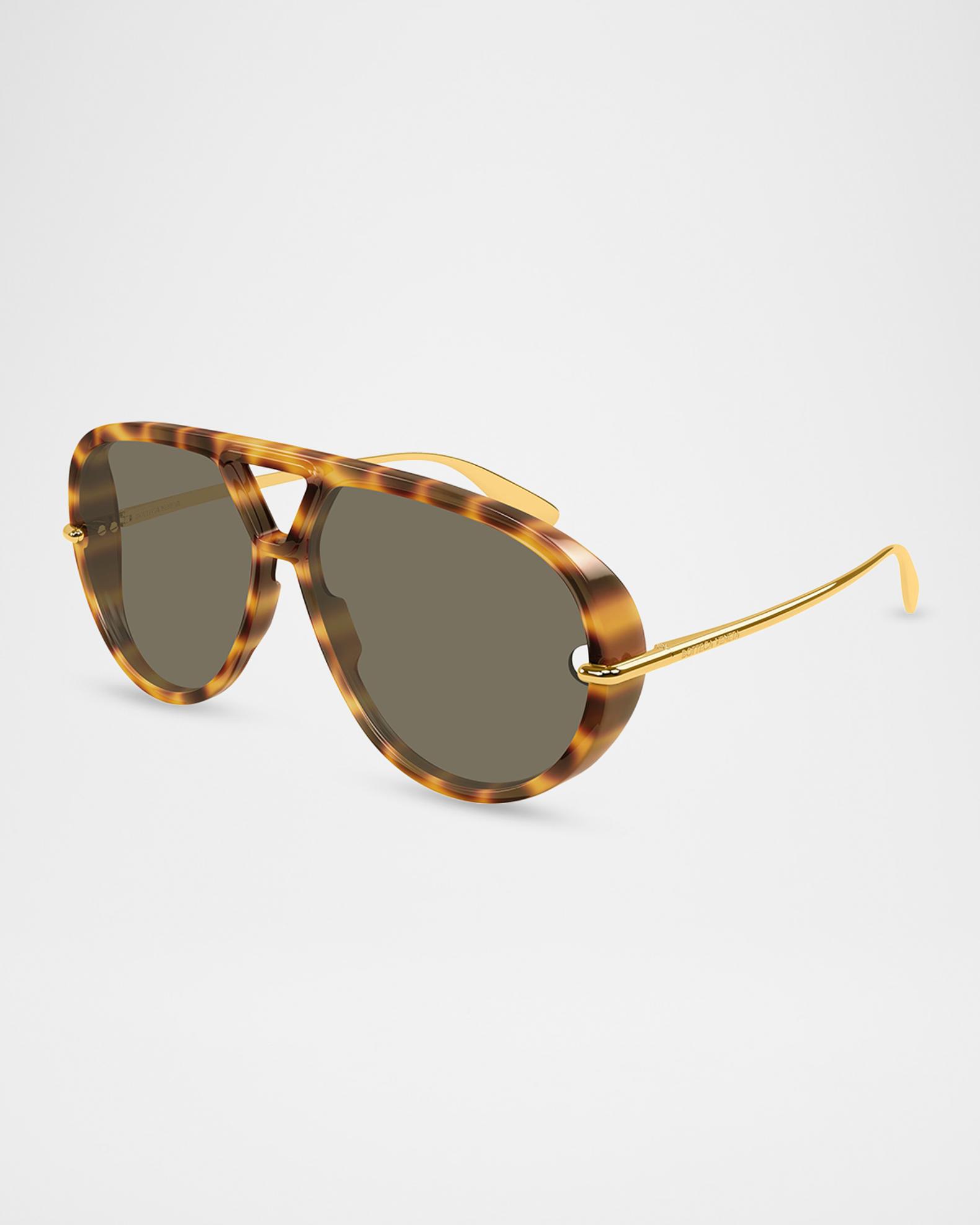 Bottega Veneta Tortoiseshell and Gold Aviator Sunglasses BOTTEGA VENETA EYEWEAR Embellished aviator-style  main image 2