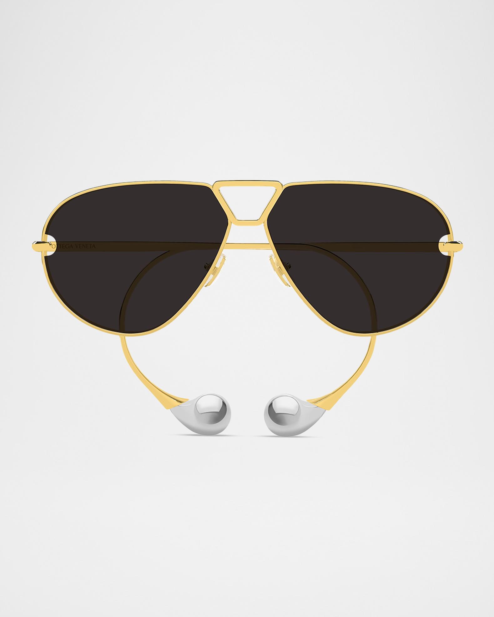 Bottega Veneta Drop 64mm Metal Aviator Sunglasses | Neiman Marcus