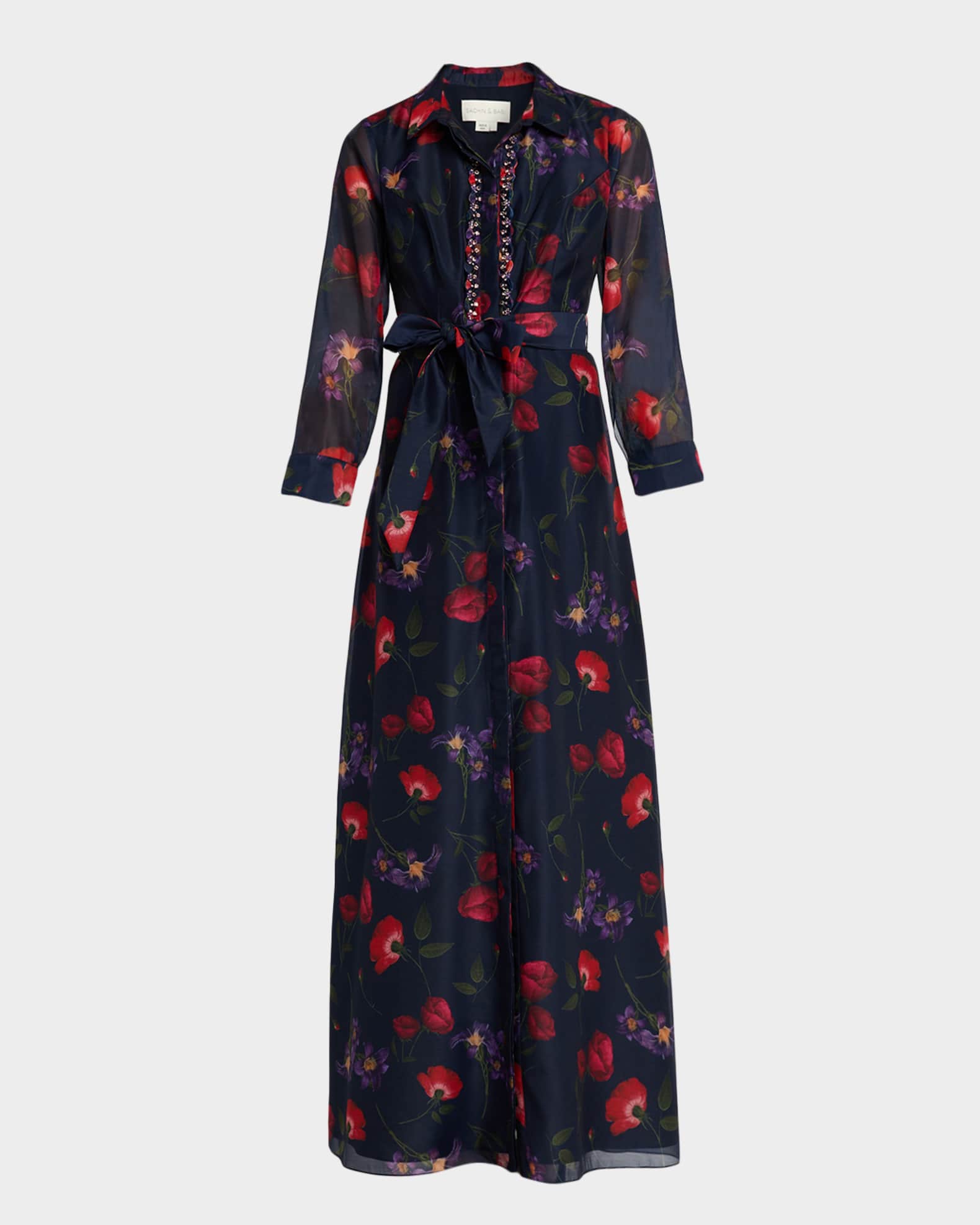 white christmas dresses Chiffon Shirt Dress with Floral Print