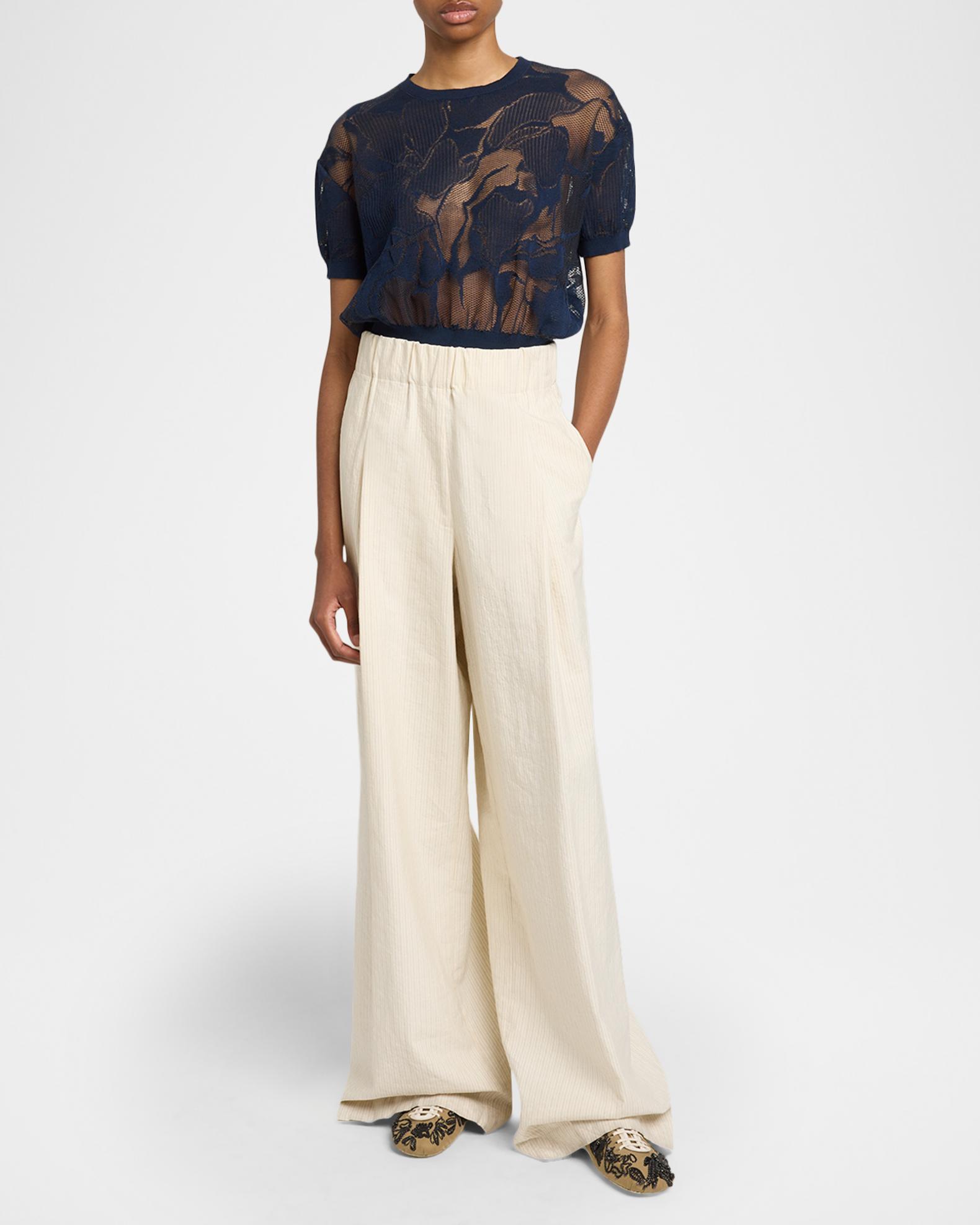 Dries Van Noten Pila Pinstriped Wide-Leg Pull-On Pants | Neiman Marcus