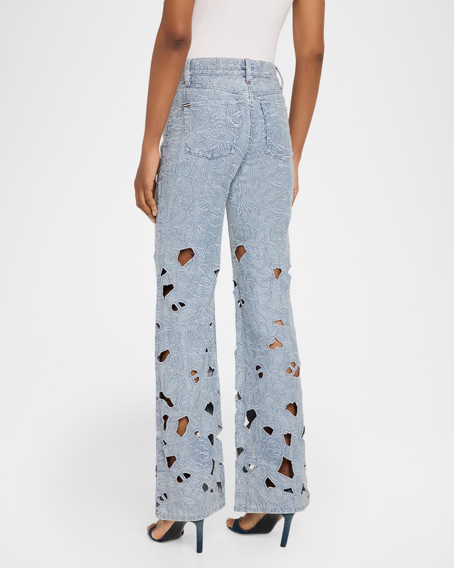 ALICE + OLIVIA Chic Embroidered Eyelet Bootcut Jeans | Neiman Marcus