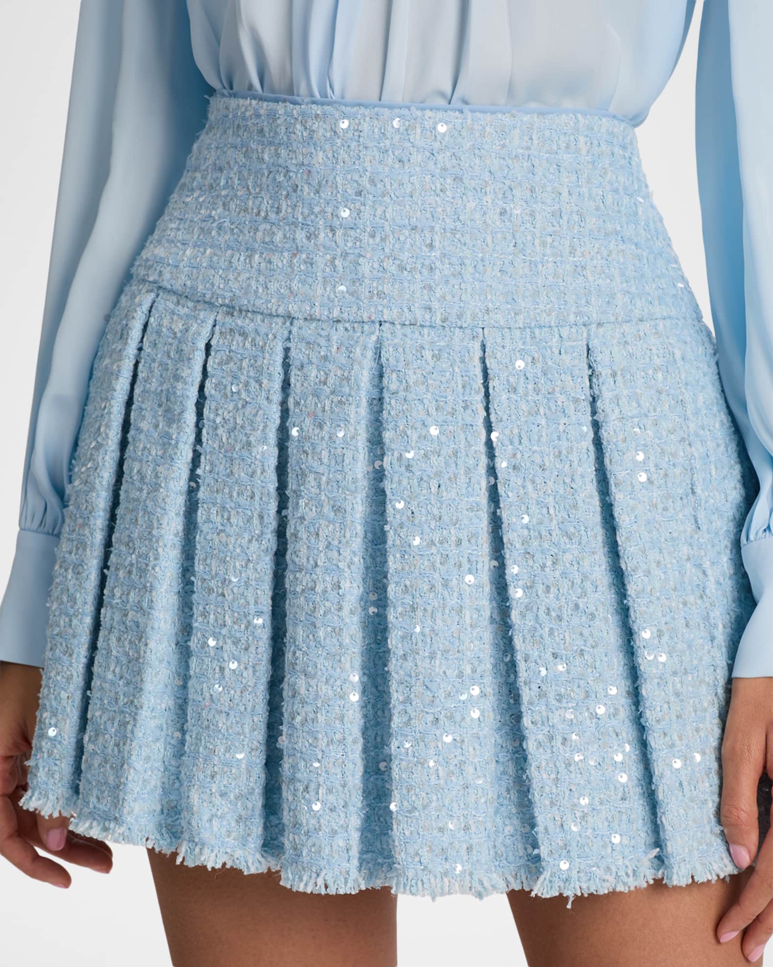 Alice + Olivia Emilie Embellished Tweed Mini Skort | Neiman Marcus