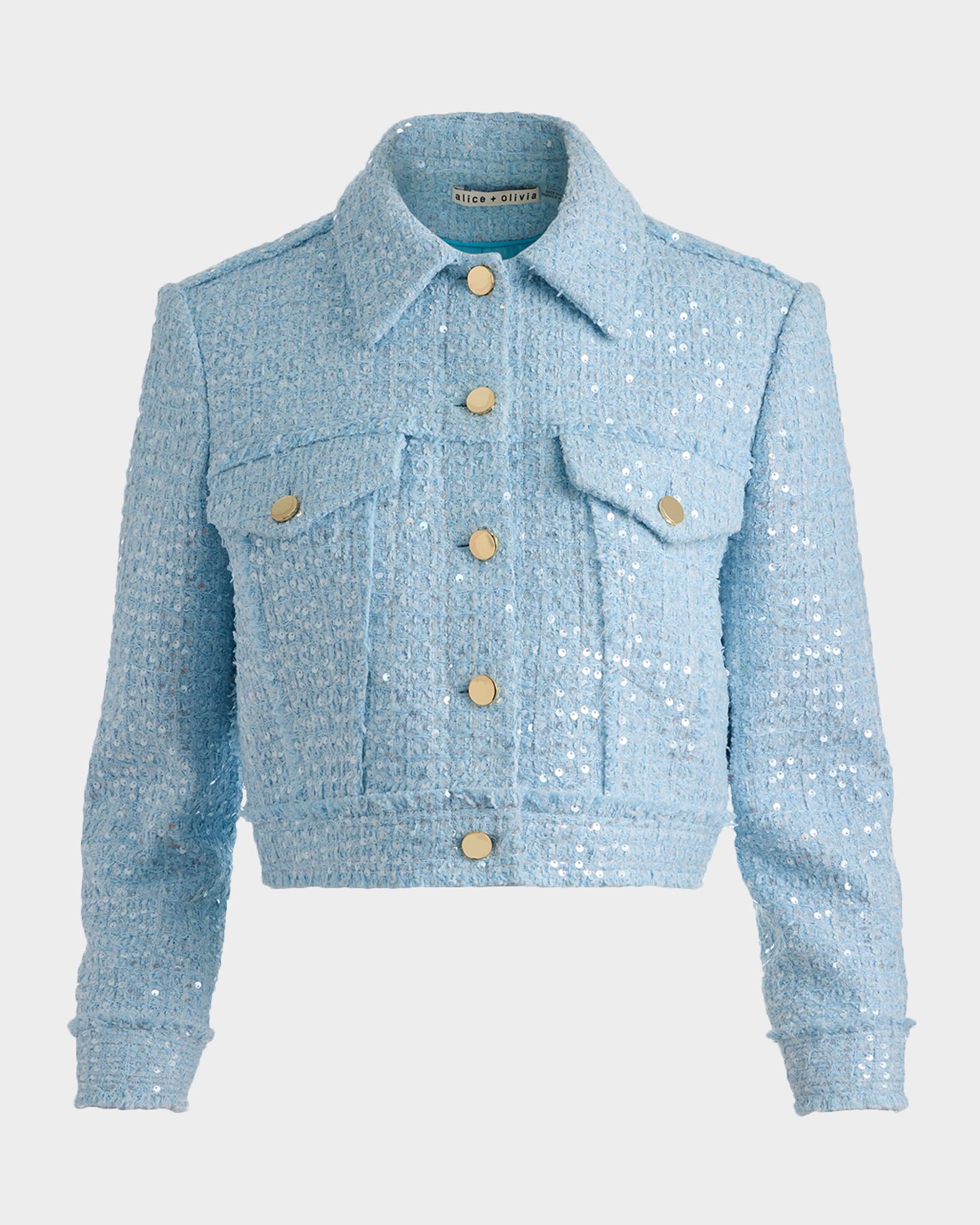 ALICE + OLIVIA Chloe Sequined Tweed Cropped Jacket | Neiman Marcus
