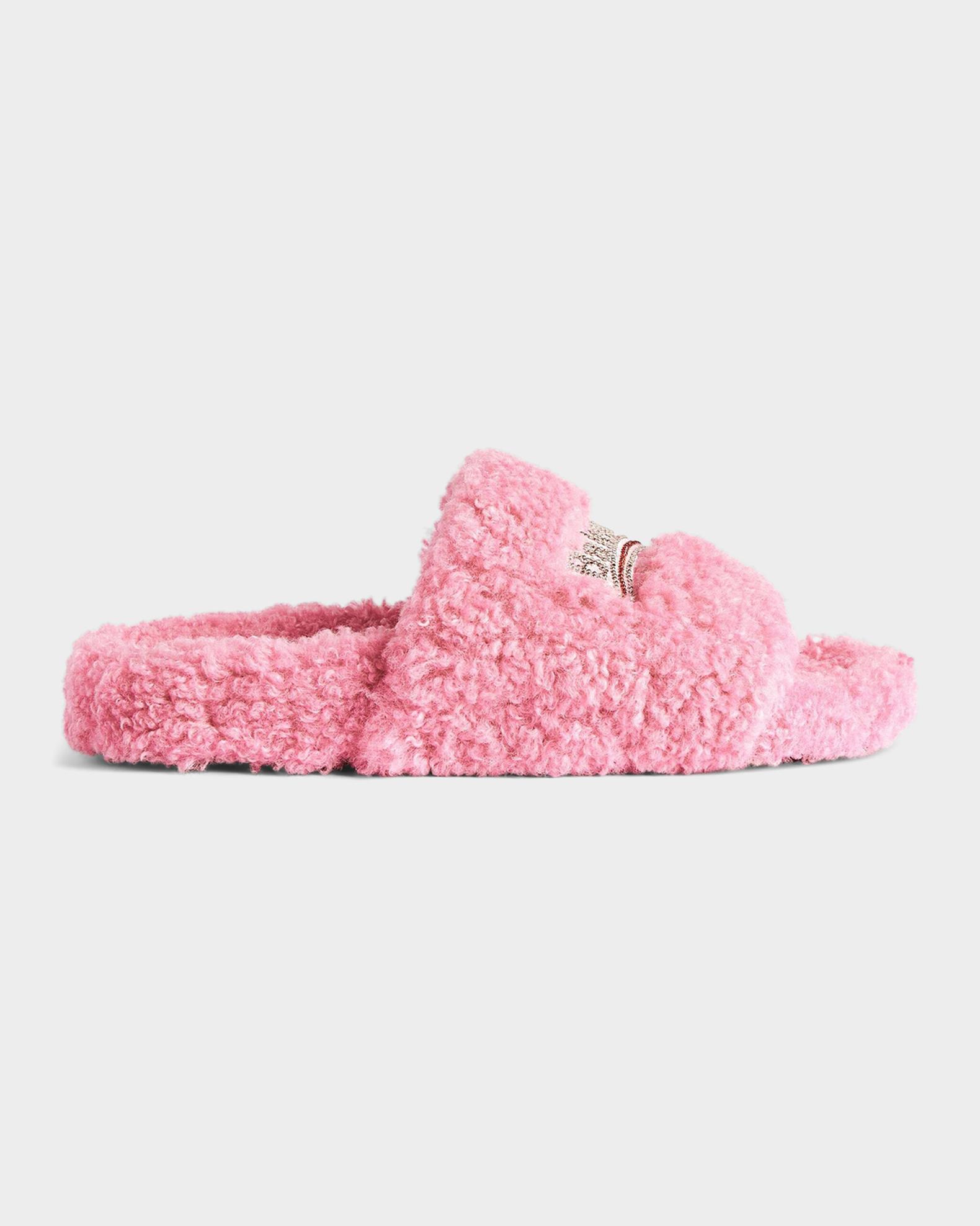 Balenciaga Furry Fleece Faux-Fur Slides | Neiman Marcus
