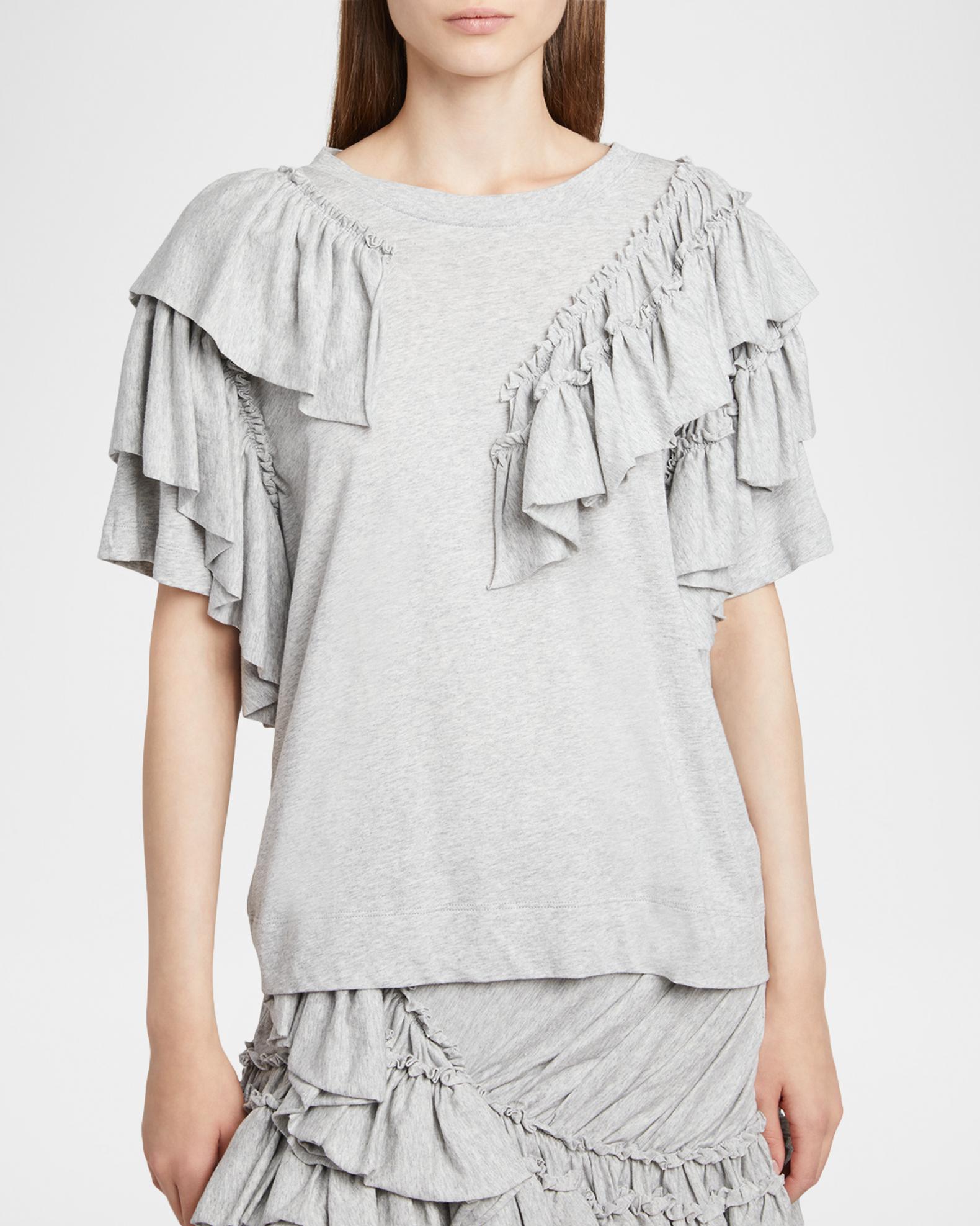Dries Van Noten Tiered Ruffle Short-Sleeve T-Shirt | Neiman Marcus