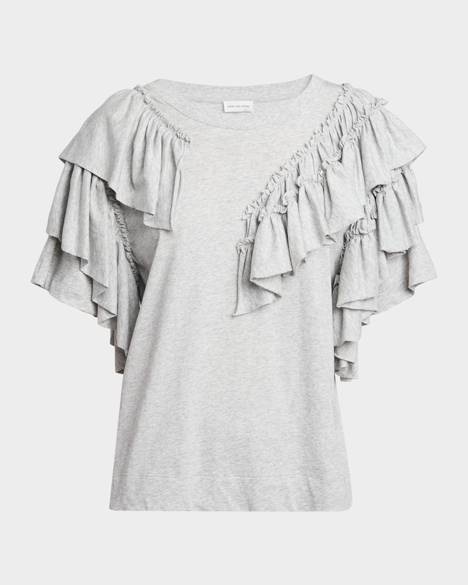 Dries Van Noten Tiered Ruffle Short-Sleeve T-Shirt | Neiman Marcus