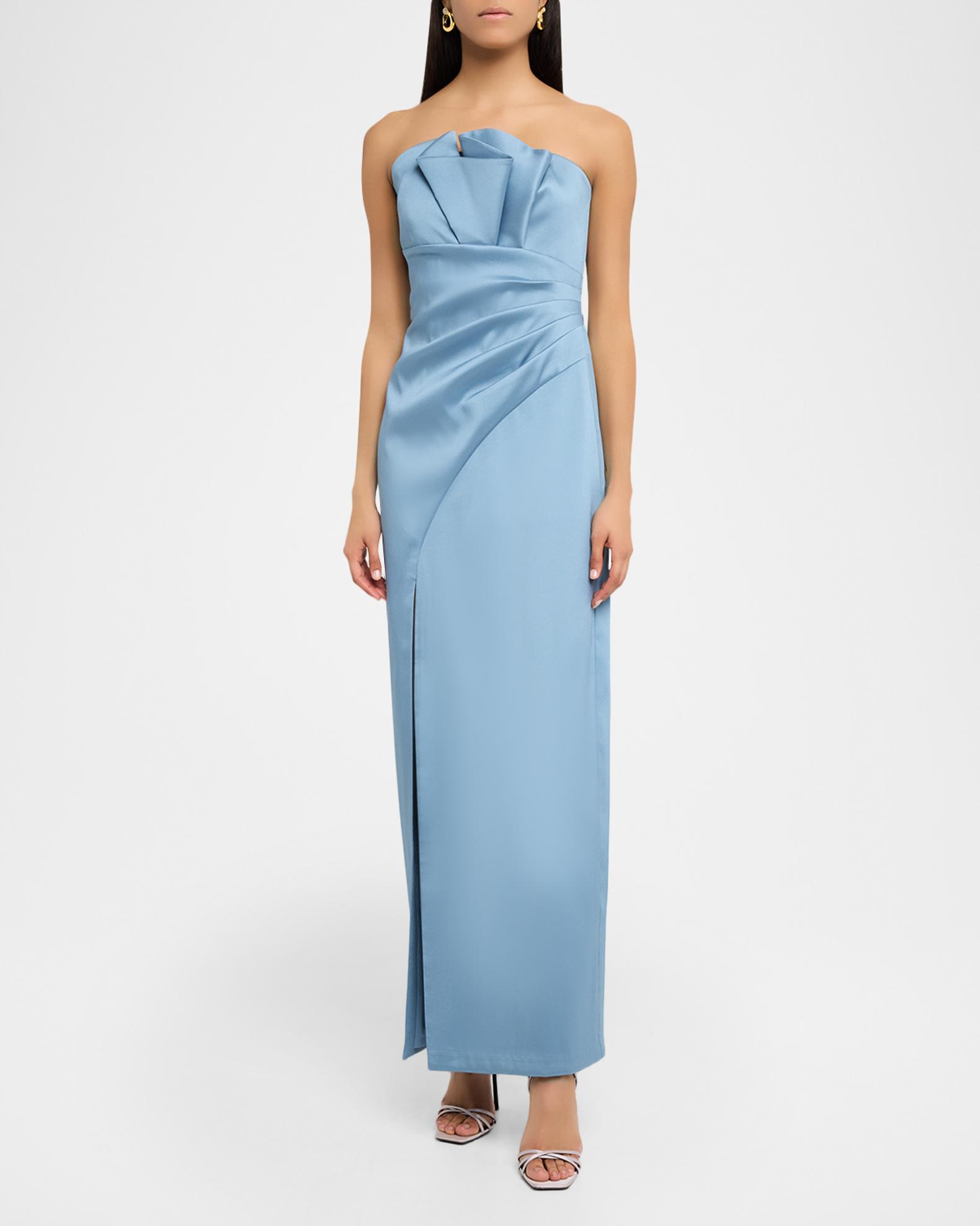 Aidan Mattox Pleated Stretch Mikado Column Gown | Neiman Marcus