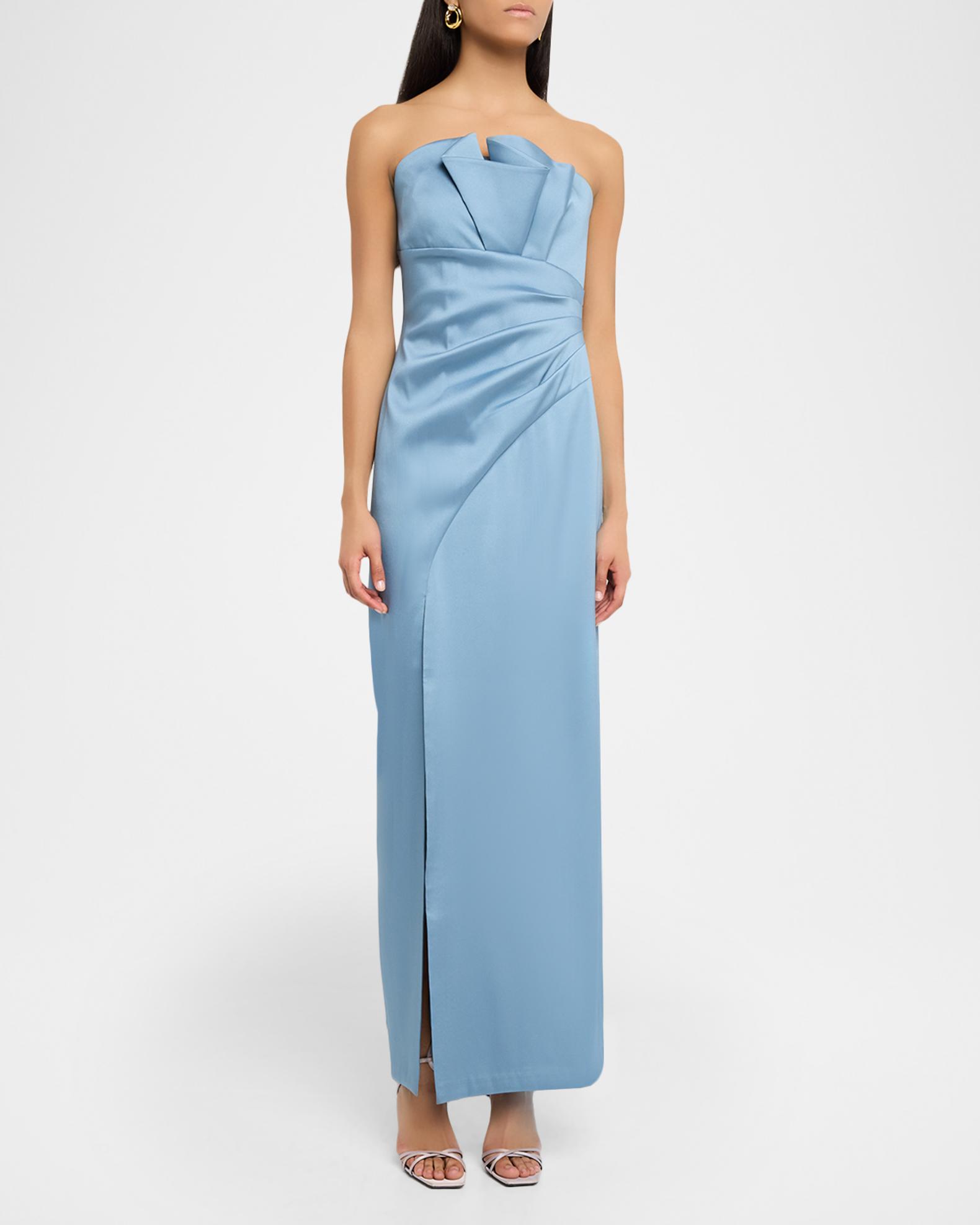 Aidan Mattox Pleated Stretch Mikado Column Gown | Neiman Marcus