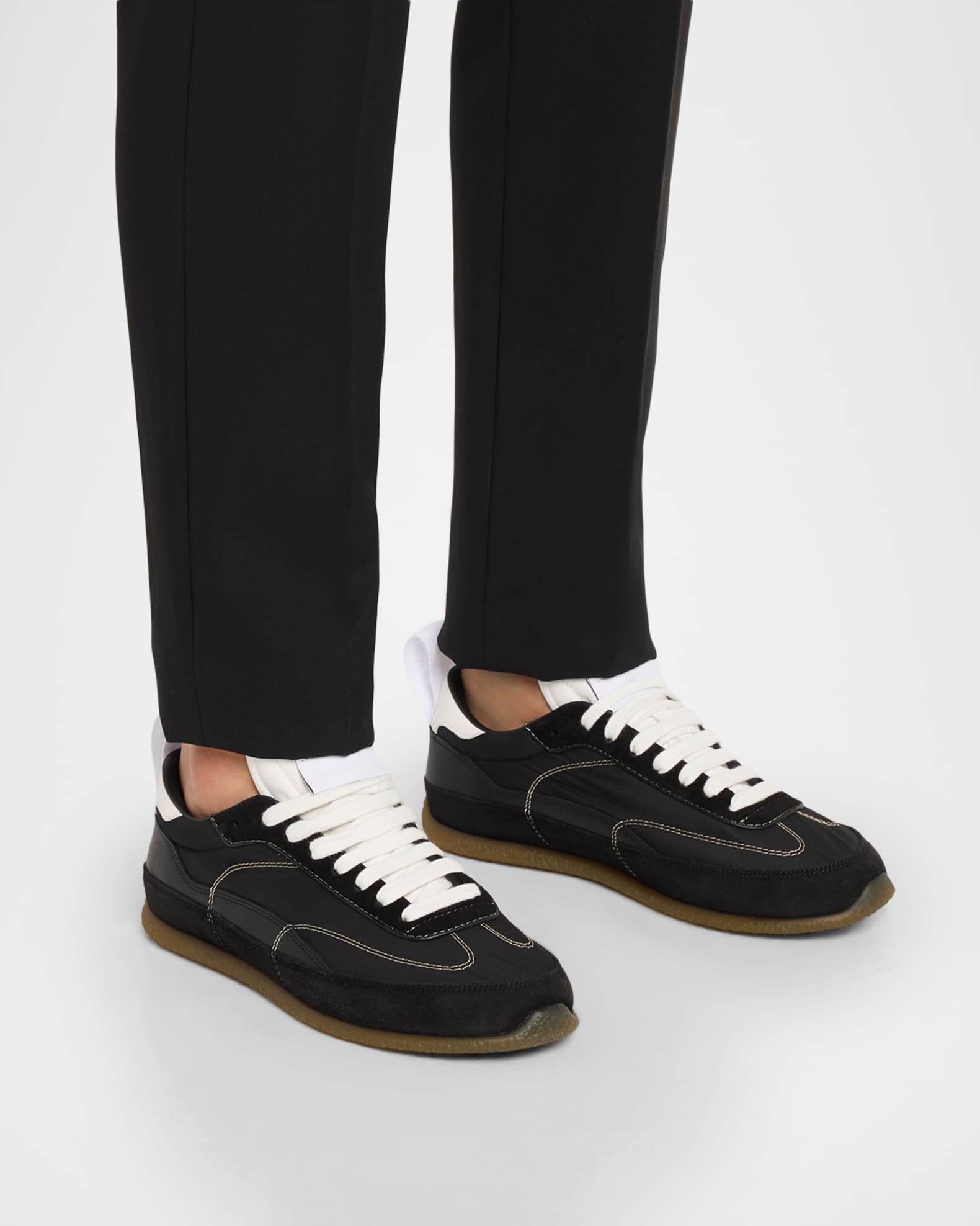 McQueen EC1 Mixed Leather and Nylon Low-Top Trainers | Neiman Marcus