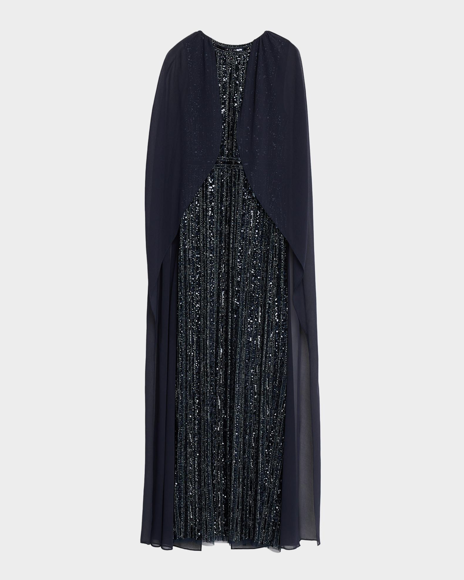 Aidan Mattox Beaded Cape-Sleeve Column Gown | Neiman Marcus